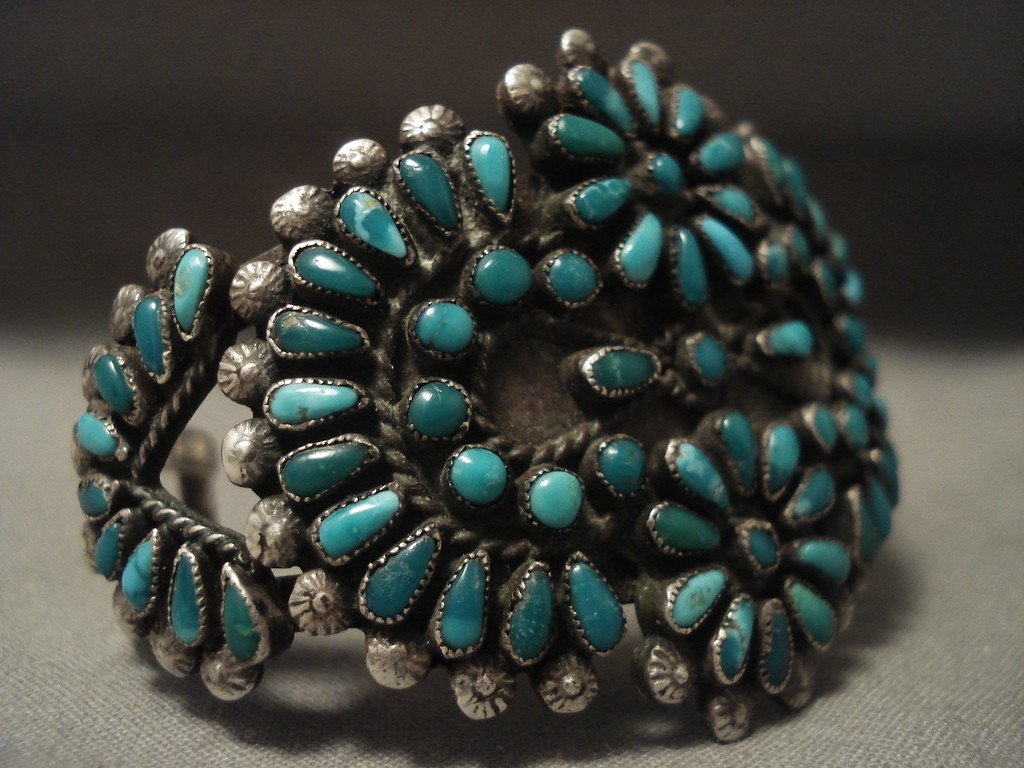 Vintage 1920s Navajo Cerrillos Turquoise Native American Silver Bracelet – Handmade Southwest Jewelry for Women, Boho Fashion & Western Style Accessories