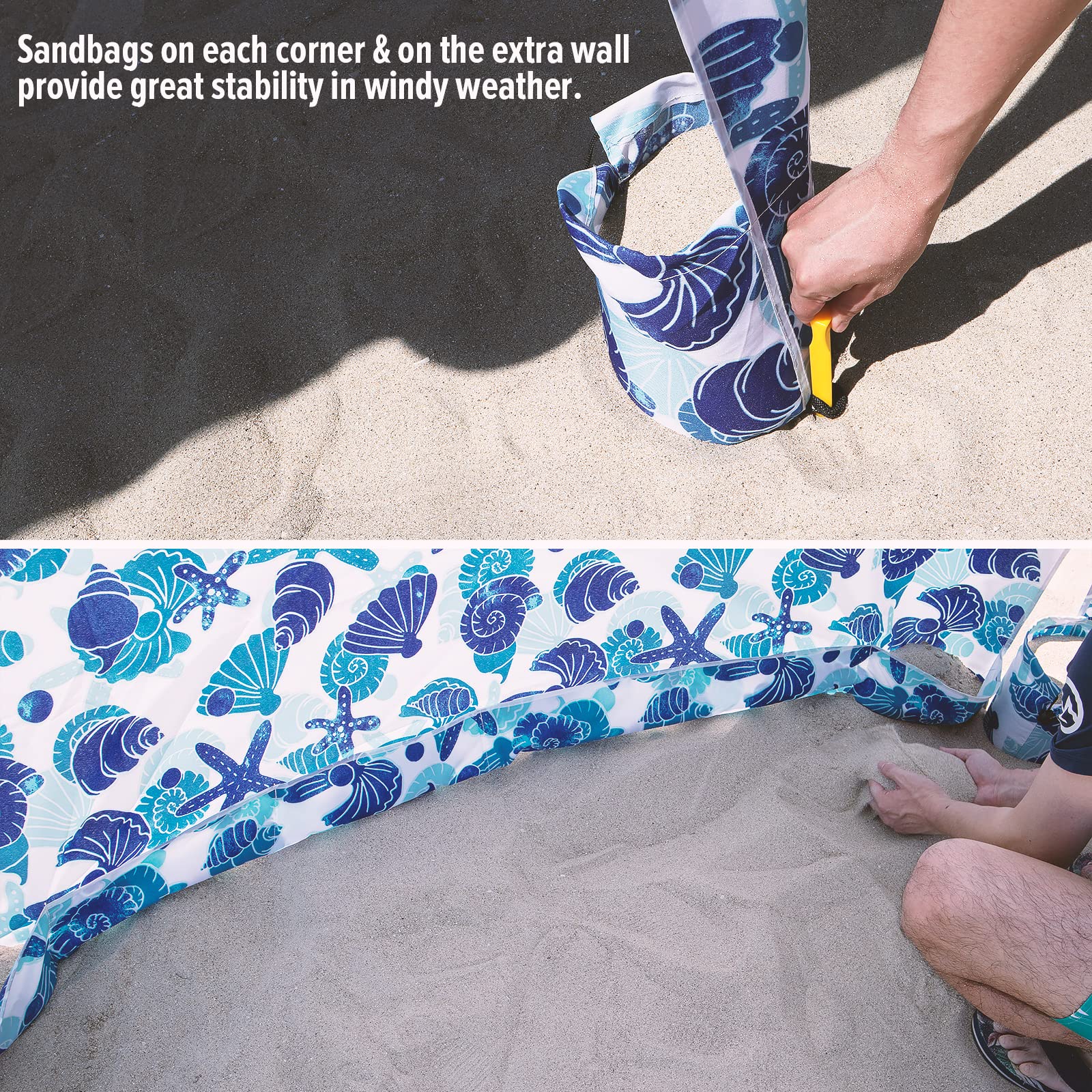 Qipi Beach Cabana - 6' x 6' Portable Sun Shelter with UPF 50+ UV Protection, Waterproof Canopy & Included Side Wall - Easy Setup Beach Tent for Family, Kids & Friends - Perfect for Beach Days, Pool Parties & Outdoor Adventures