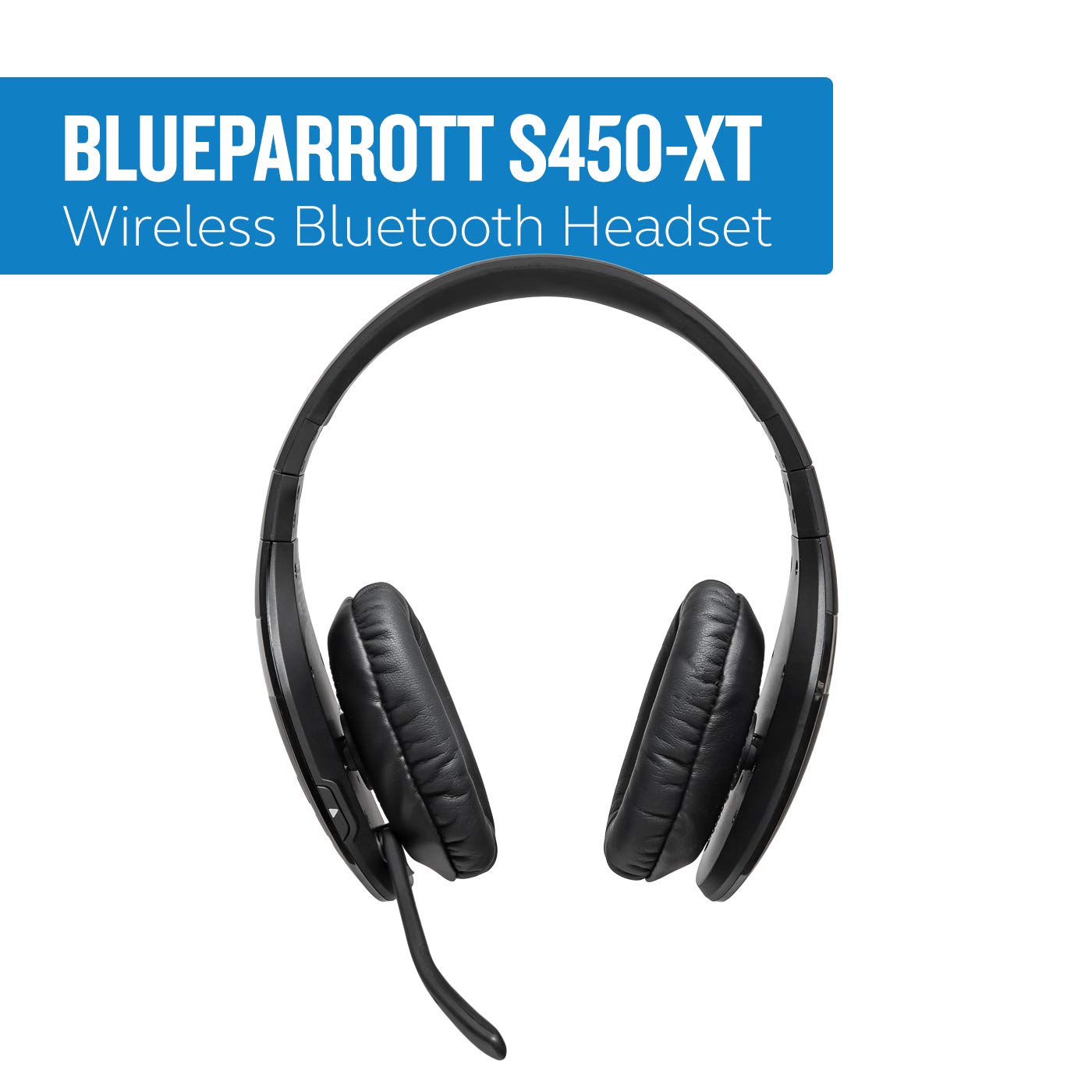 BlueParrott S450-XT Voice-Controlled Bluetooth Headset with Industry-Leading Noise Cancellation - Long Wireless Range, 24-Hour Battery Life, Comfortable Over-Ear Design for Truck Drivers, Call Centers & Remote Work (Black)