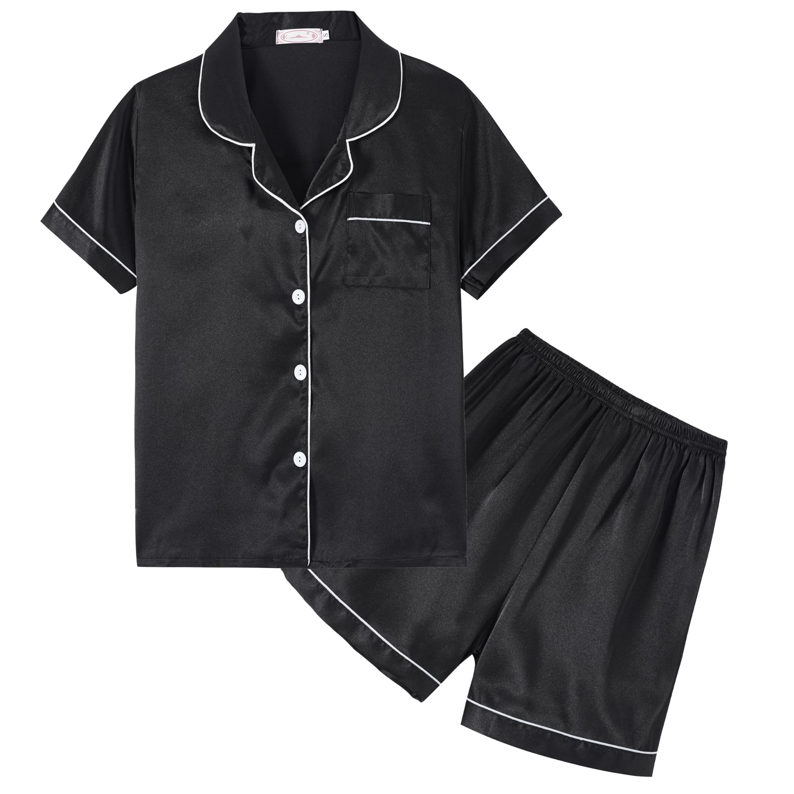 Kids Unisex Summer Pajama Sets - Short Sleeve & Shorts Silky Sleepwear for Boys and Girls | Comfortable Button Down Loungewear for Bedtime & Sleepovers
