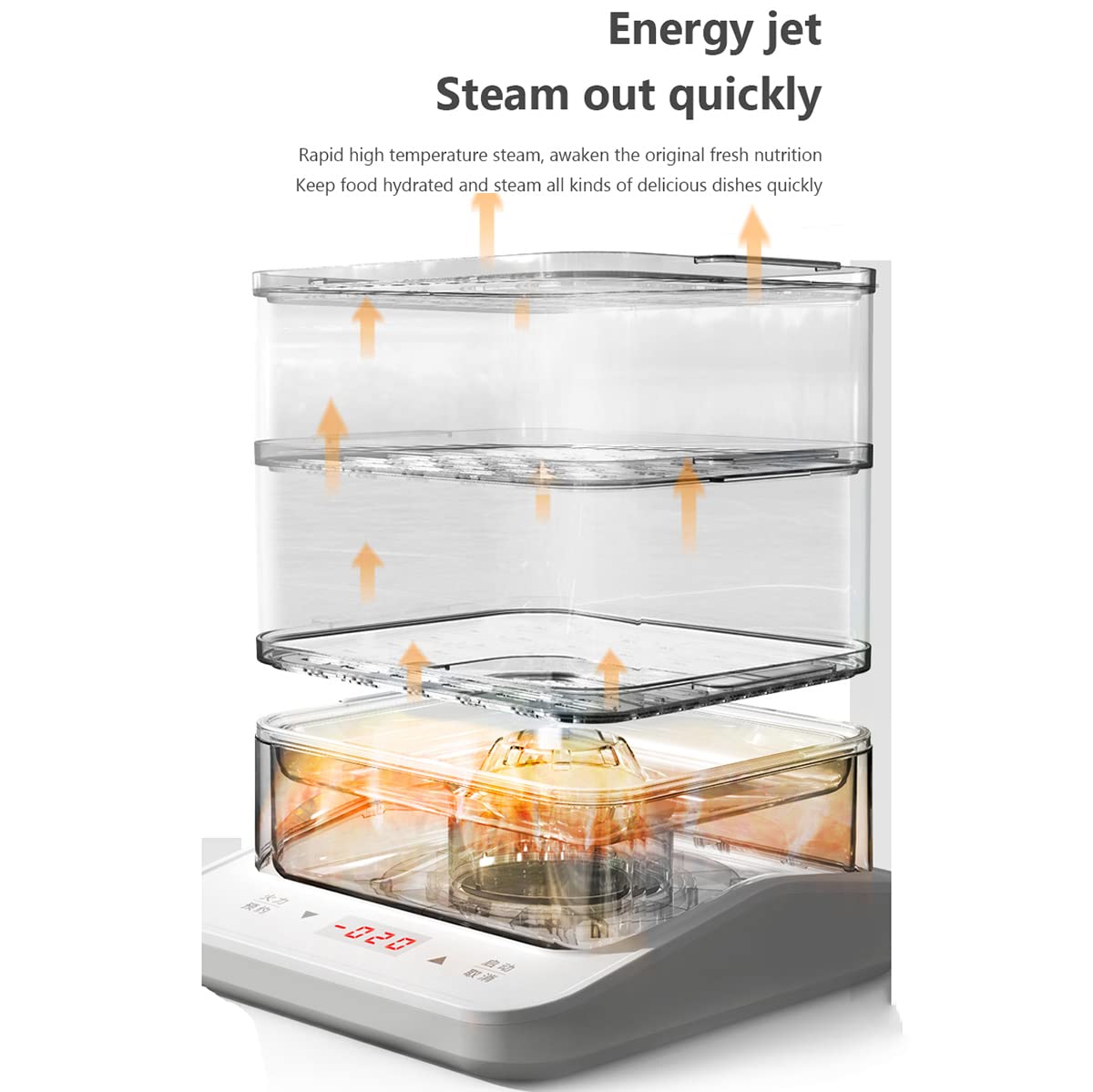 YUNYN 3-Tier Electric Food Steamer 18L/24L - Stainless Steel Steam Rack, 6 Preset Cooking Modes, Stackable Baskets for Vegetables & Meat - Perfect for Healthy Cooking, Meal Prep & Large Family Dinners