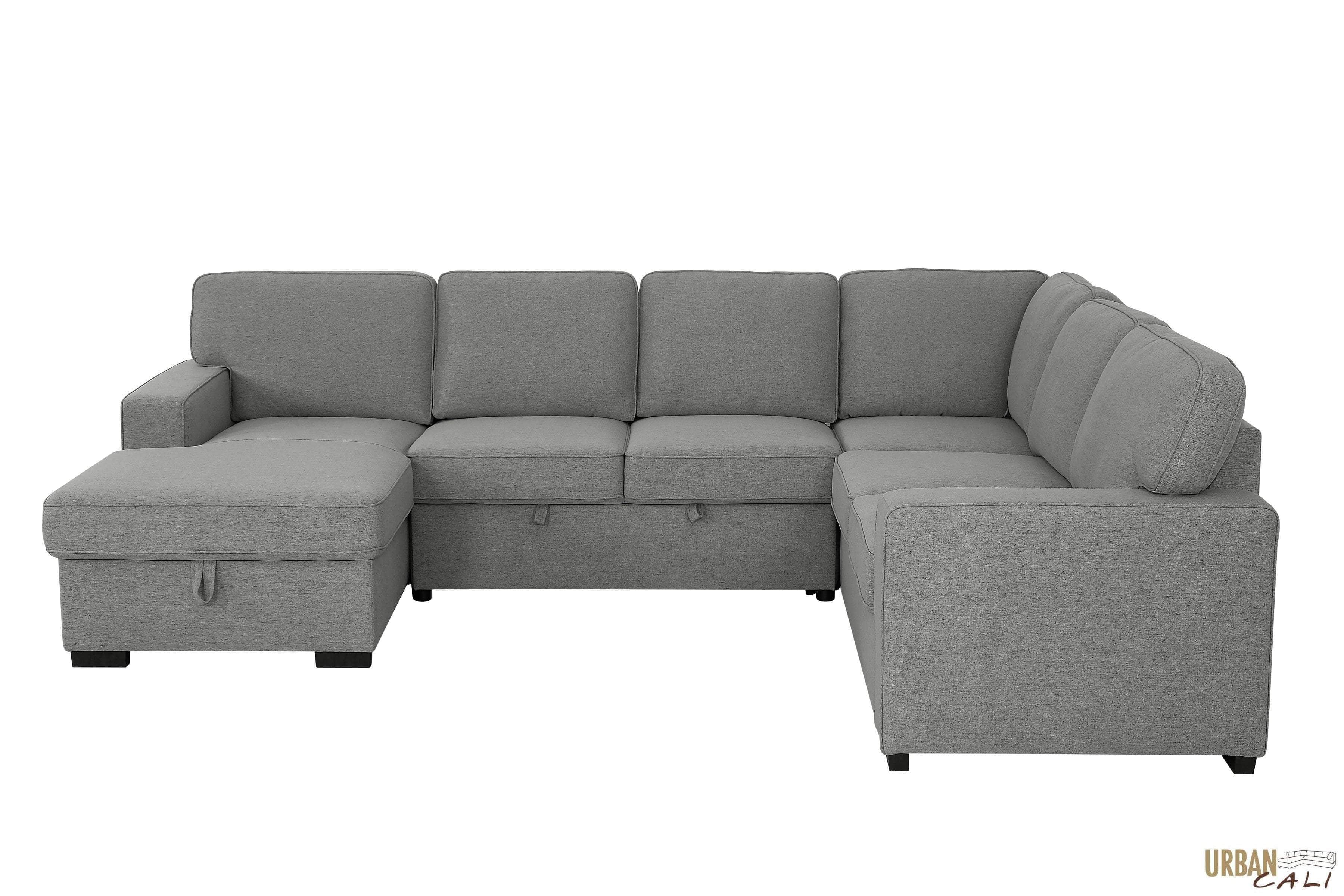 Santa Cruz Large Modular Sleeper Sectional Sofa Bed with Storage Chaise in Dark Grey - Convertible L-Shaped Couch for Living Room, Guest Room & Small Spaces