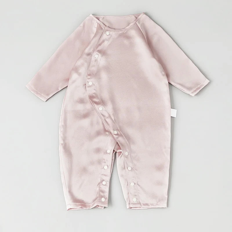 Premium Long Sleeve Button-Down Baby Silk Onesies - Soft & Comfortable Infant Romper for Newborns & Toddlers - Perfect for Special Occasions, Photo Shoots & Everyday Wear
