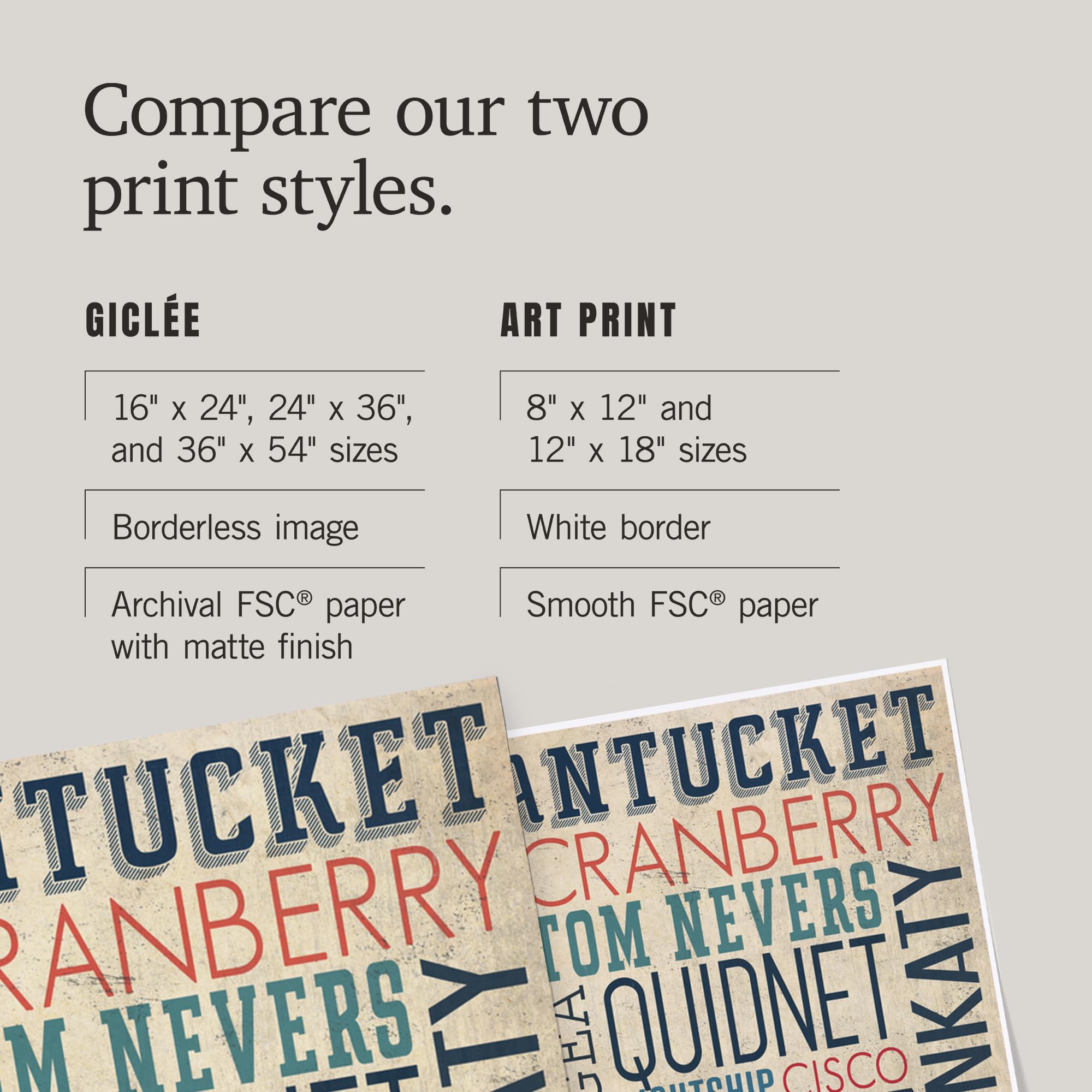 Lantern Press 16x24 Inch Giclee Print - Nantucket Massachusetts Coastal Typography Art - Perfect for Beach House Decor & Coastal Living Room Wall Art