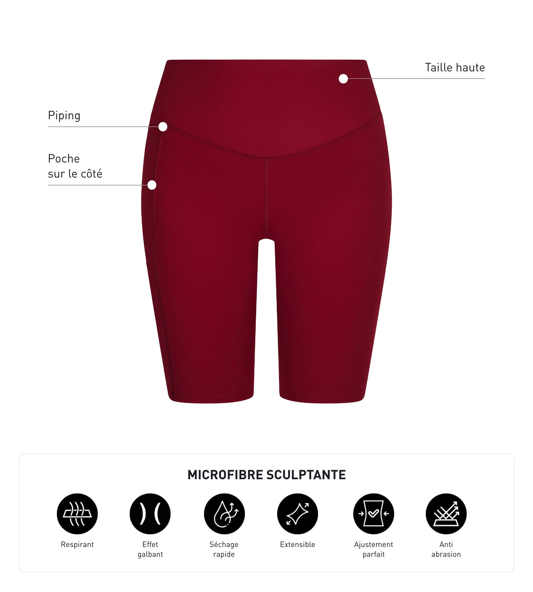 Women's Sculpting Sport Cycling Shorts - High-Performance Microfiber Bordeaux Dim Move for Road Biking & Indoor Training
