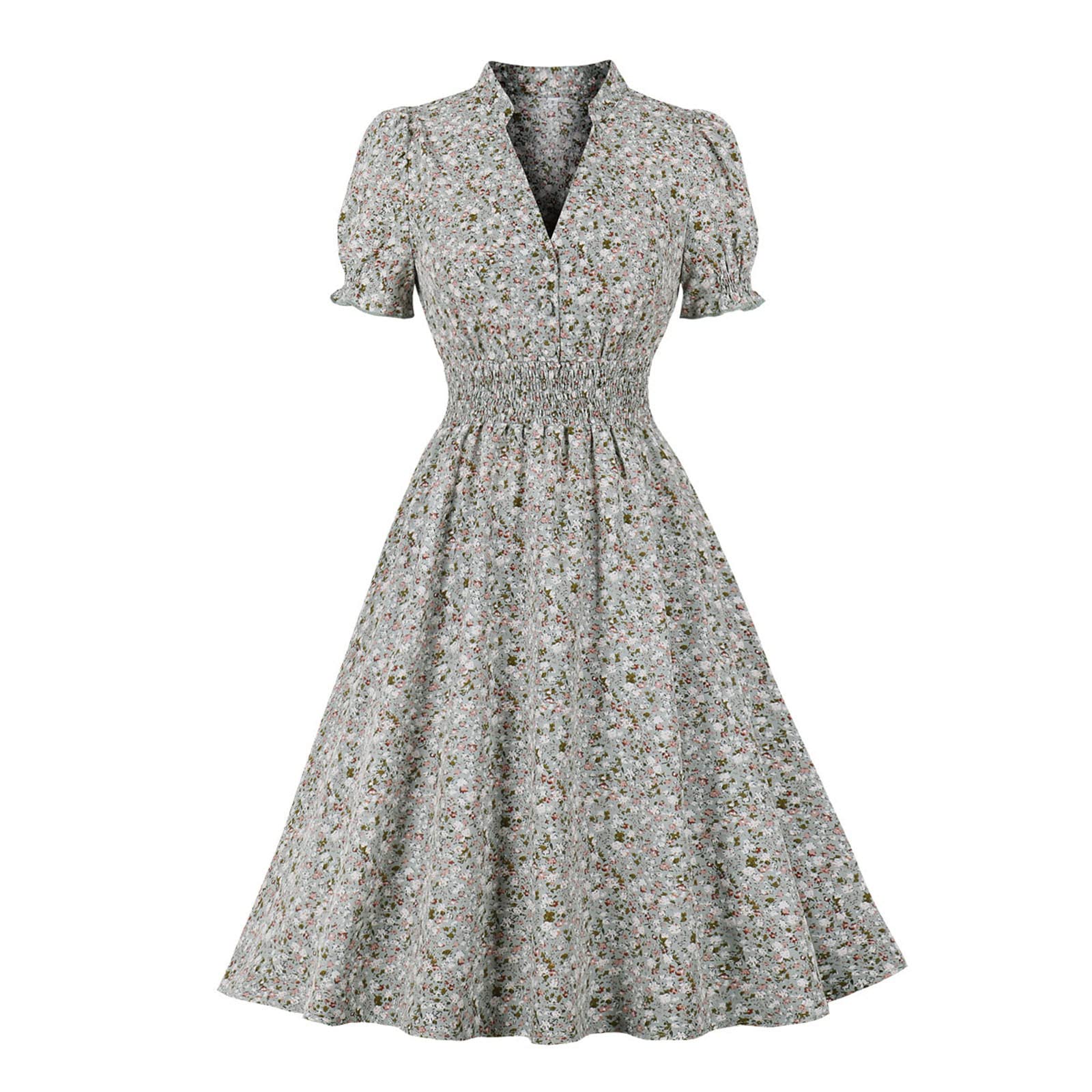 2022 Women's Summer Dresses - Casual Sexy Retro Slim Fit Chiffon Floral V-Neck Dress | OURS33PDE | Perfect for Beach Vacation, Date Night & Summer Parties
