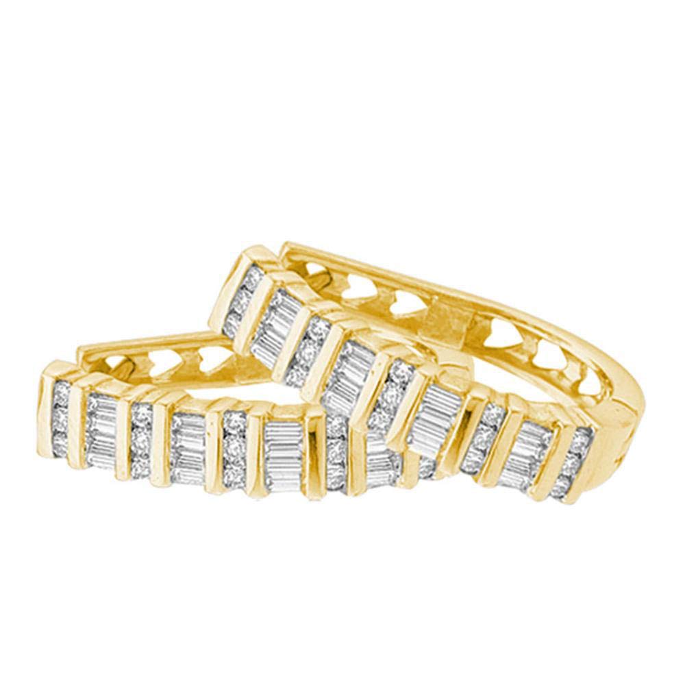 925 Sterling Silver Baguette & Round Diamond Hoop Earrings - 1/3 Carat Total Weight | Elegant Everyday Jewelry & Perfect Gift for Women | Ideal for Parties, Weddings & Special Occasions