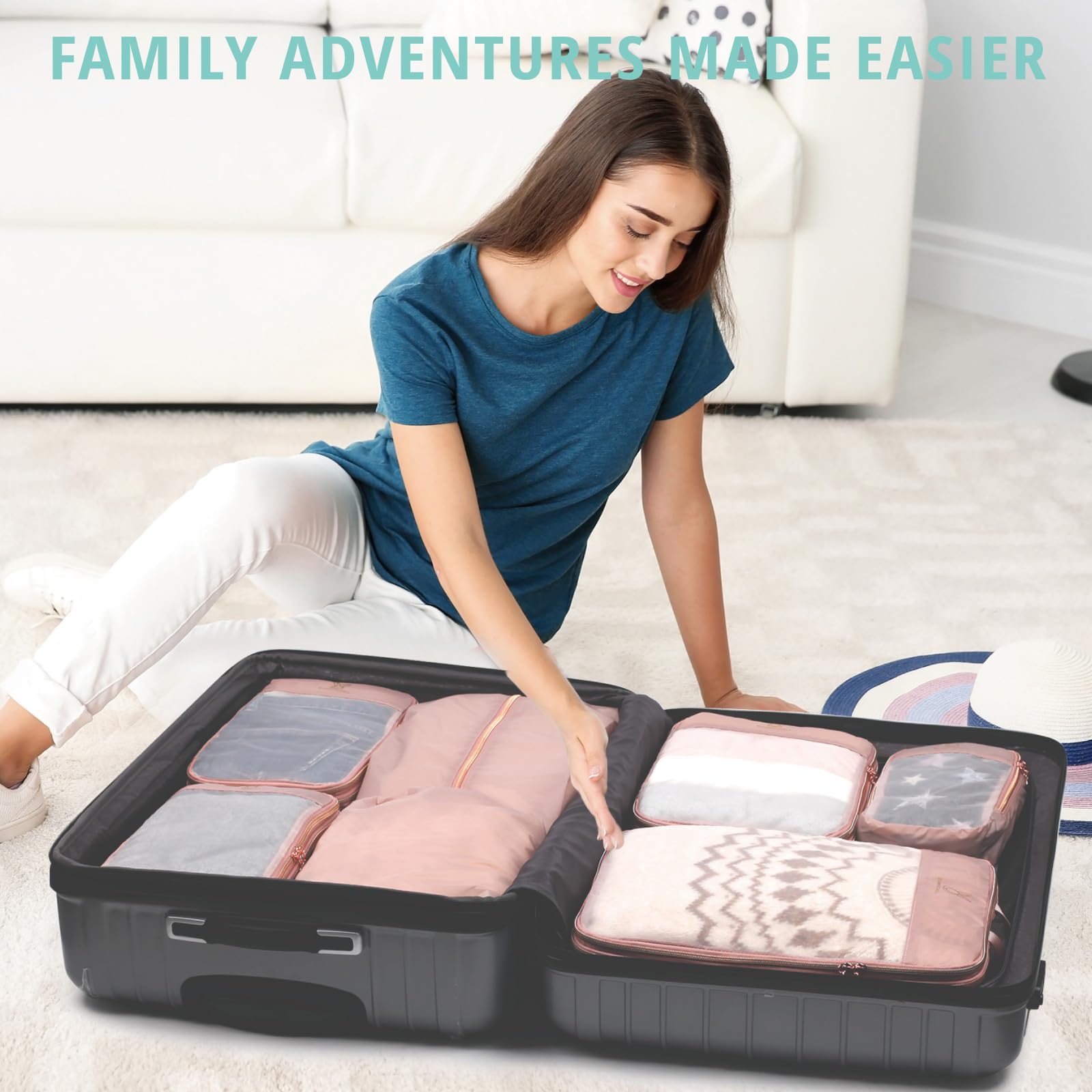 Transparent Expandable Compression Packing Cubes - Breathable Mesh Travel Organizer Set for Suitcases | Lightweight Luggage Essentials | Perfect for Business Trips, Vacations & Backpacking