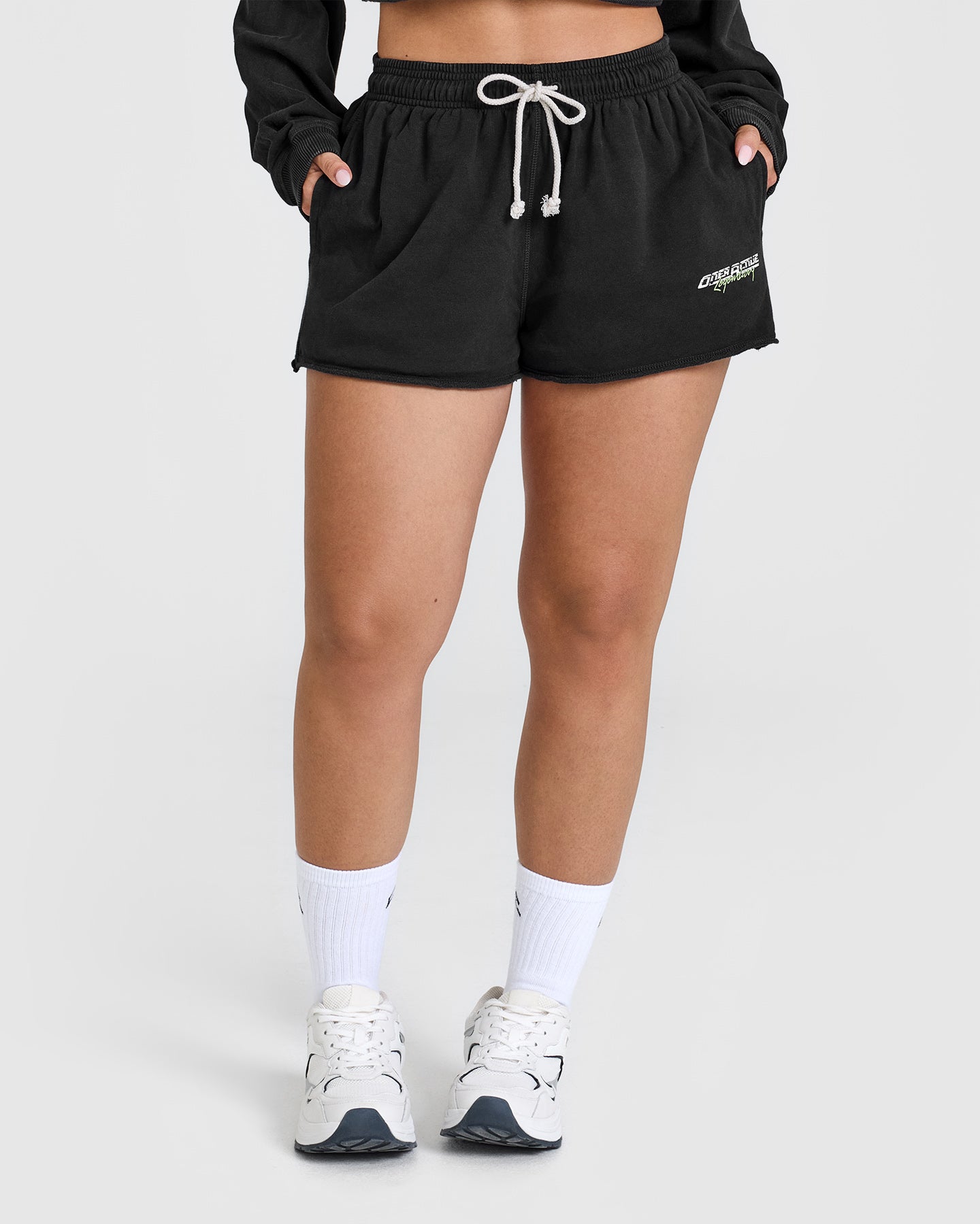 Raw Lounge Oversized Graphic Shorts in Washed Black | Comfortable Casual Wear for Men & Women | Perfect for Summer, Beach, Gym and Lounge