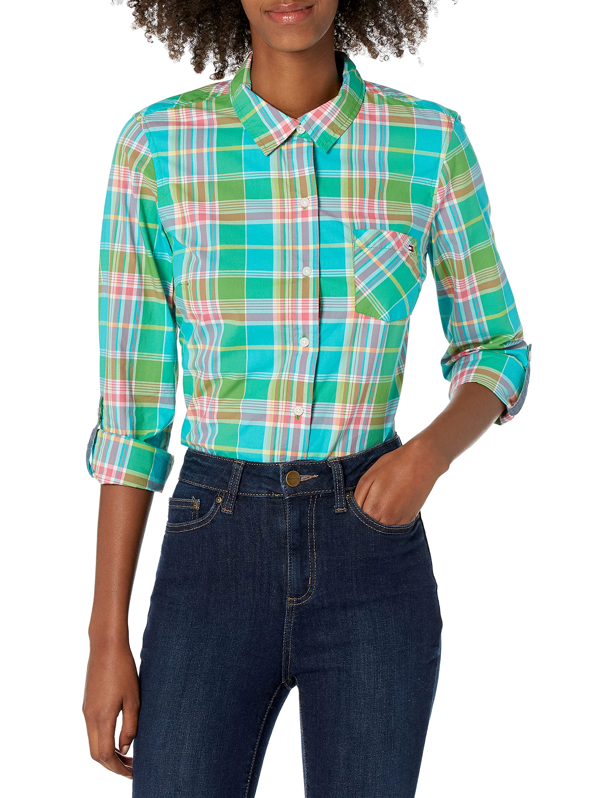Tommy Hilfiger Women's Casual Button-Down Shirts - Comfortable & Stylish Blouse Tops for Work, Office & Everyday Wear