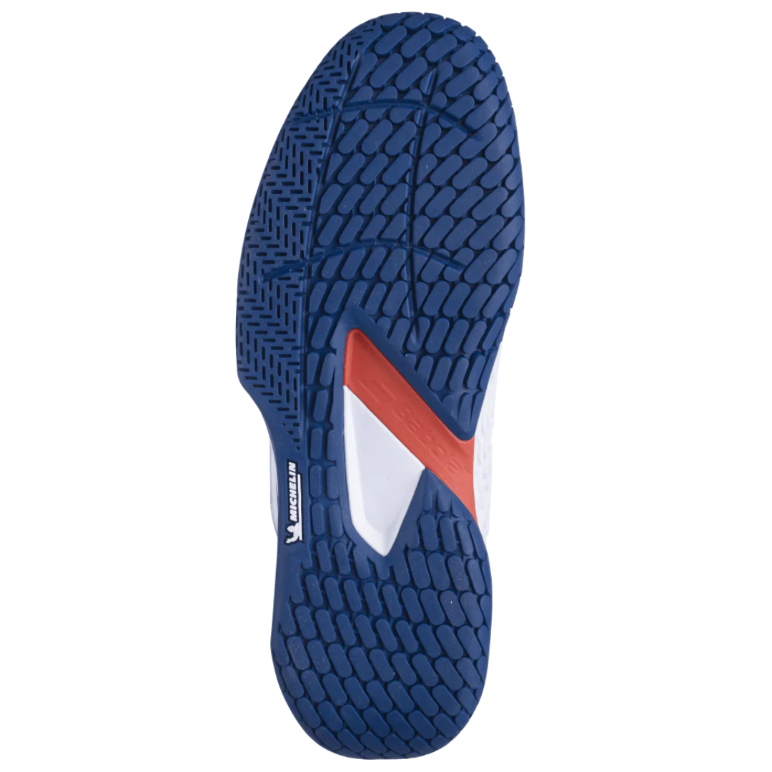 Babolat Propulse Fury 3 All Court Tennis Shoes for Men - White/Blue | Lightweight & Durable for Competitive Play & Training