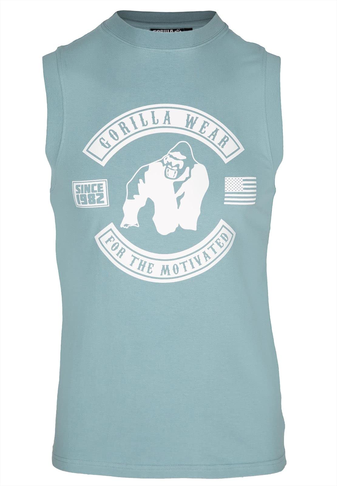 GORILLA WEAR Tulsa Gym Tank Top for Men - Breathable Workout Shirt for Bodybuilding & Fitness Training - Blue Athletic T-Shirt - Perfect for Gym, Running & Weightlifting