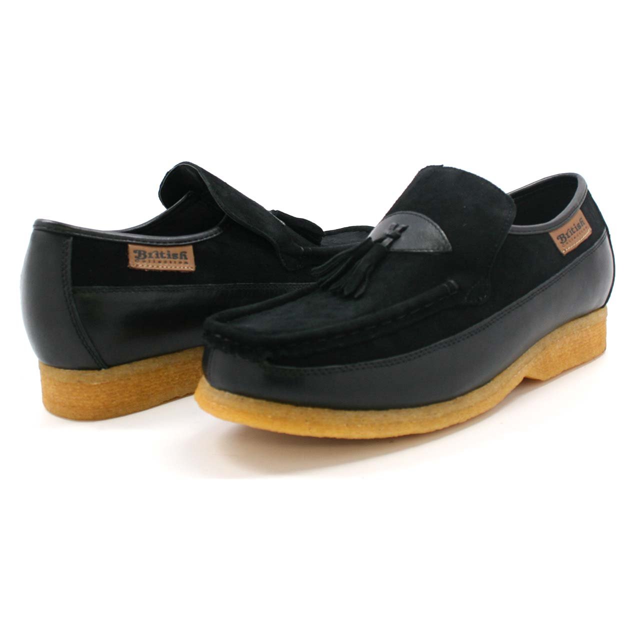 British Collection King Old School Slip-On Black Suede Shoes for Men | Vintage Casual Loafers | Perfect for Work, Office & Everyday Wear