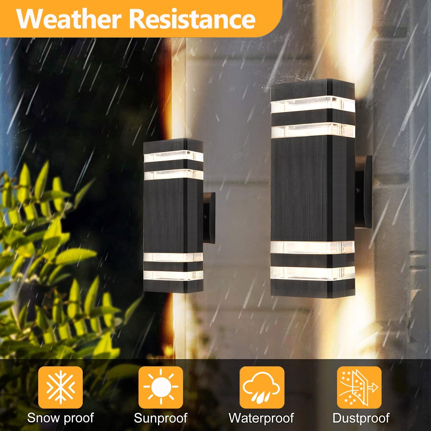 4-Pack Black LED Outdoor Wall Lights - Modern Waterproof Aluminum Exterior Light Fixtures for House, Garage, Garden & Porch - Perfect for Pathway, Patio, and Entryway Lighting