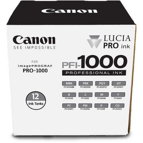 Canon PFI 1000 LUCIA PRO 12 Ink Tank Set - High-Quality Printer Ink Cartridges for Canon PRO-1000 | Perfect for Professional Photo Printing & Fine Art Reproduction