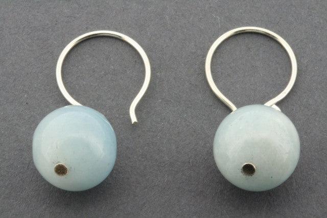Aquamarine Ball Drop Earrings for Women - Sterling Silver Dangle Earrings - Elegant Jewelry Gift for Birthday, Anniversary & Special Occasions