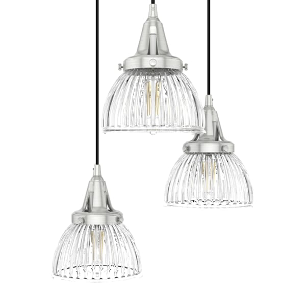 Hunter Cypress Grove 3-Light Round Chandelier in Brushed Nickel - Modern Ceiling Light Fixture for Dining Room, Bedroom, or Living Room Decor