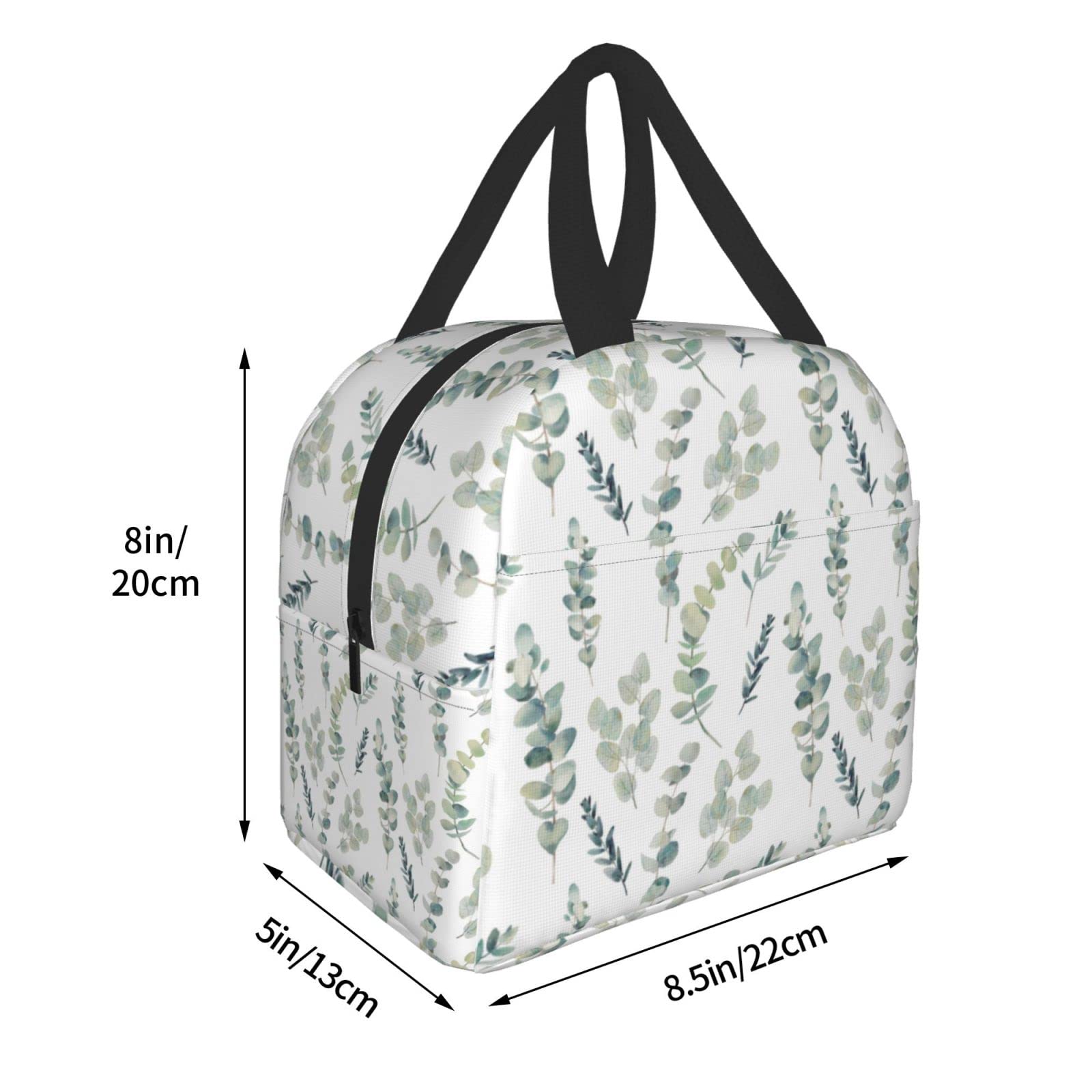 Giwawa Sage Insulated Lunch Bag for Women - Reusable Freezable Cooler Tote with Waterproof Thermal Protection - Perfect for Work, Camping, Travel, Fishing & Picnic - Green Leaf Design