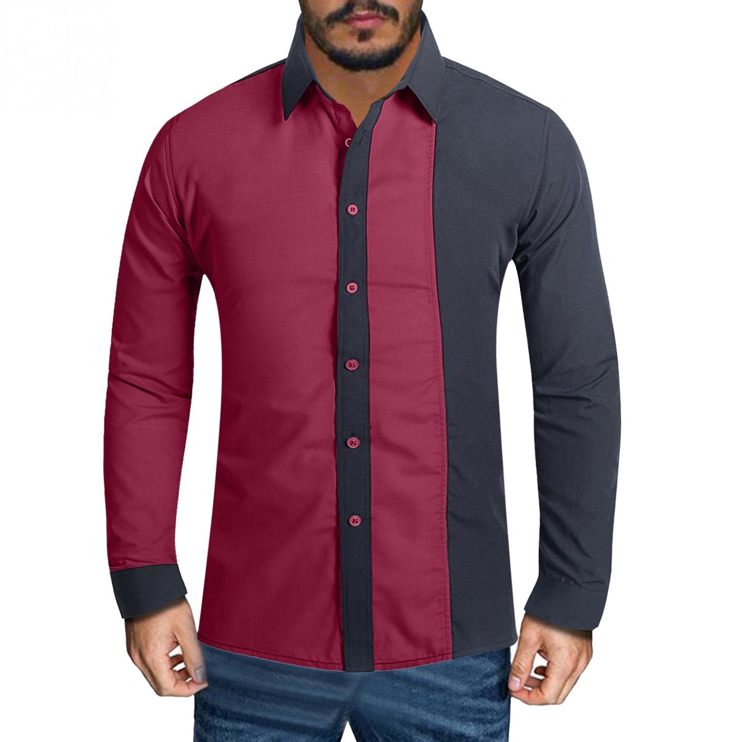 Premium Men's Casual & Formal Button Down Dress Shirts - Slim Fit Long Sleeve Printed Collar Shirts for Office, Business, Party & Everyday Wear