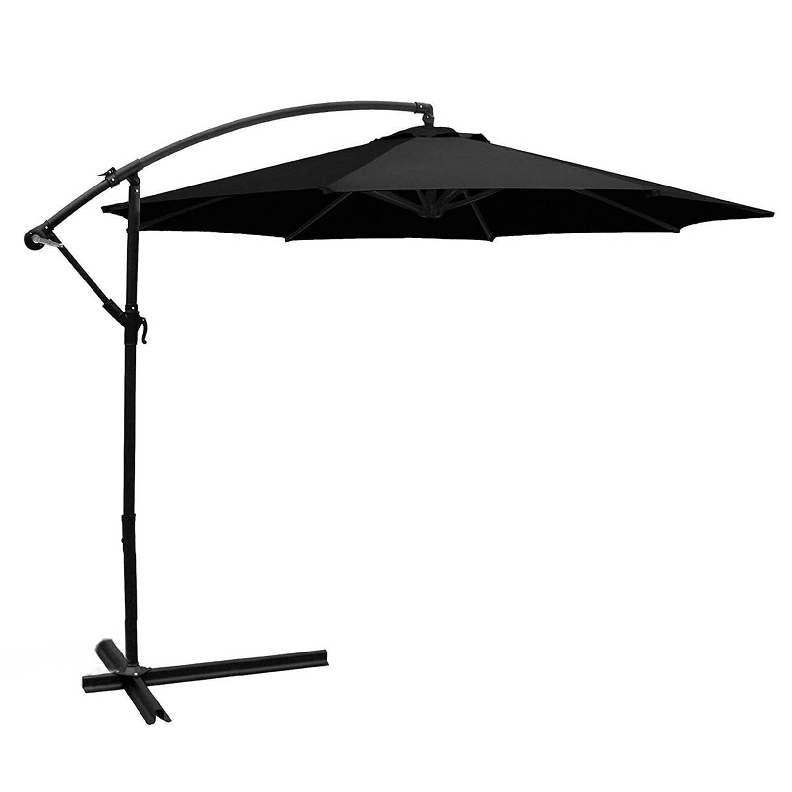 10FT GXP Offset Hanging Patio Umbrella with Cross Base - Outdoor Sun Shade for Backyard, Garden, Poolside & Market (Black) - Perfect for Picnics, Beach Parties & Outdoor Dining