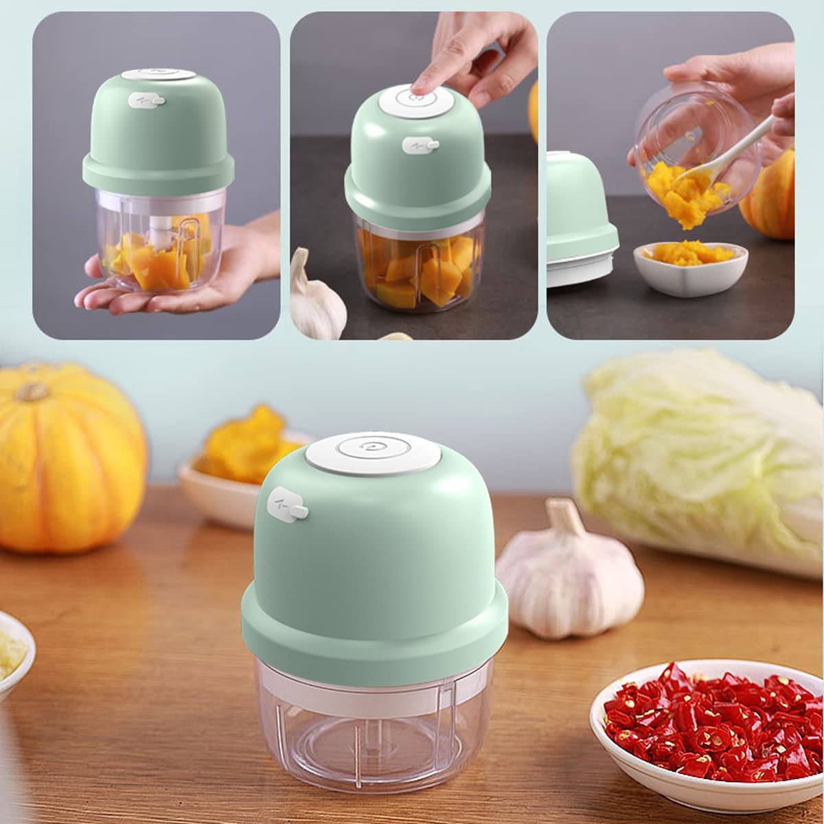 Electric Garlic Masher & Food Chopper - 250ml USB Rechargeable Stainless Steel Multifunction Kitchen Tool for Garlic, Vegetables, Fruits, Smoothies, Meat - Perfect for Cooking, Meal Prep & Small Kitchen Appliances