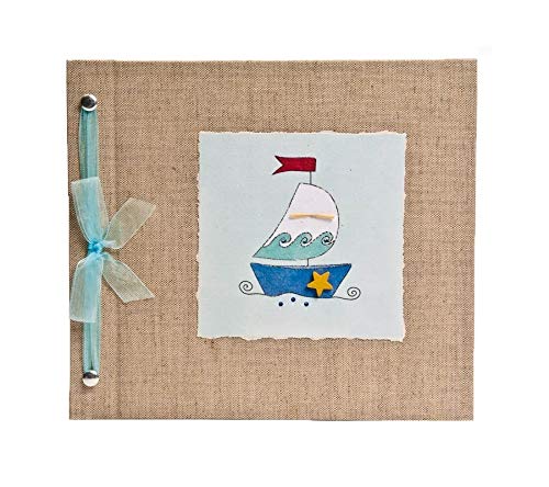 Beautiful Baby Memory Book Keepsake - Baby Boy Sailboat Theme Journal & Photo Album | Perfect for First Year Milestones, Christening Gifts & Family Keepsakes