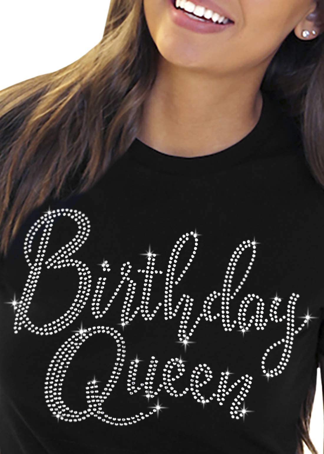 Birthday Queen Shirt Bedazzled - Women's Birthday T-Shirt - Sparkling Birthday Gift for Her - Perfect for Parties, Celebrations & Special Occasions