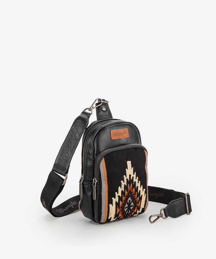 Wrangler Aztec Knitted Sling Bag - Stylish Crossbody Purse for Women & Men - Perfect for Travel, Hiking & Everyday Use