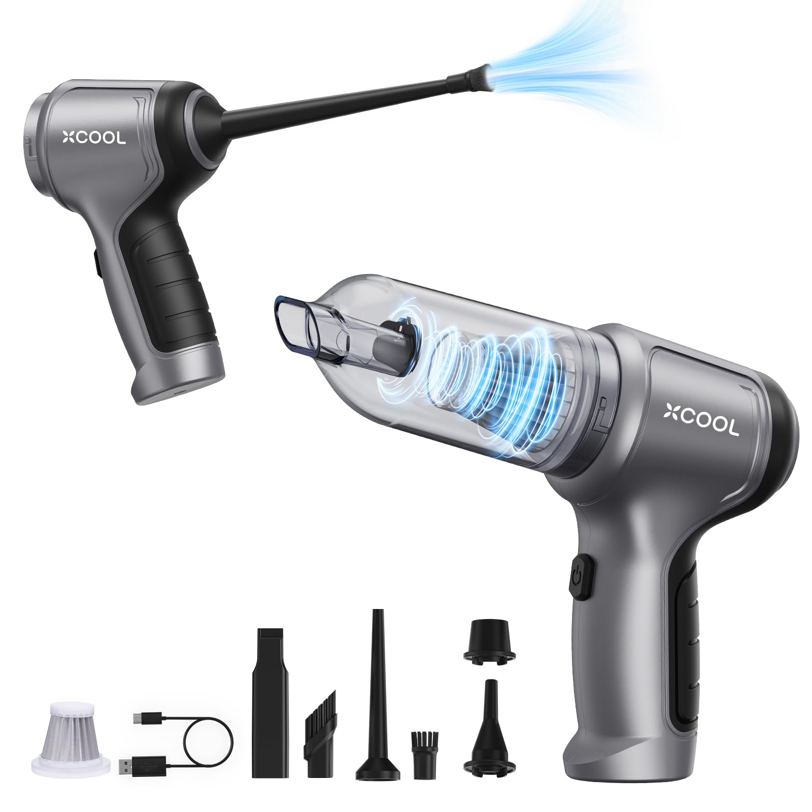 12000PA Cordless Handheld Vacuum Cleaner - 0.8lb Ultra Lightweight 4-in-1 Rechargeable Car Vacuum & Blower for Pet Hair, Home, PC, Electronics - Perfect for Car Detailing, Desk Cleaning & Small Spaces