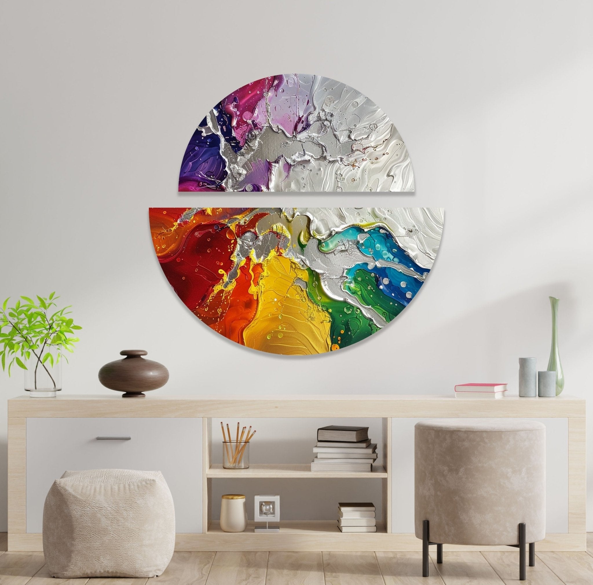 2 Piece Abstract Cracked Paint Glass Wall Art Set - Modern Home Decor for Living Room, Bedroom & Office - Shattered Glass Effect Canvas Painting for Unique Interior Design