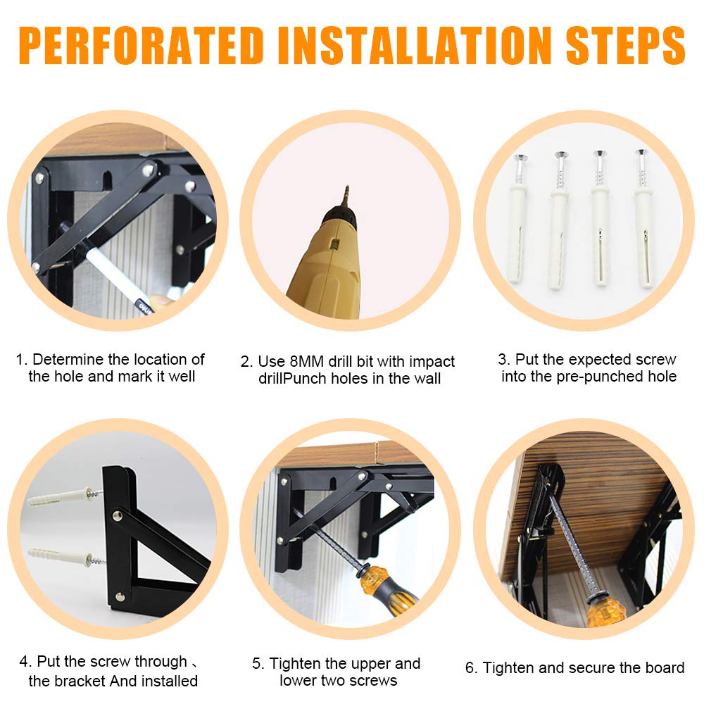 Heavy Duty Folding Shelf Brackets 14 Inch - 150 lb Max Load for DIY Wall Mounted Shelves & Tables