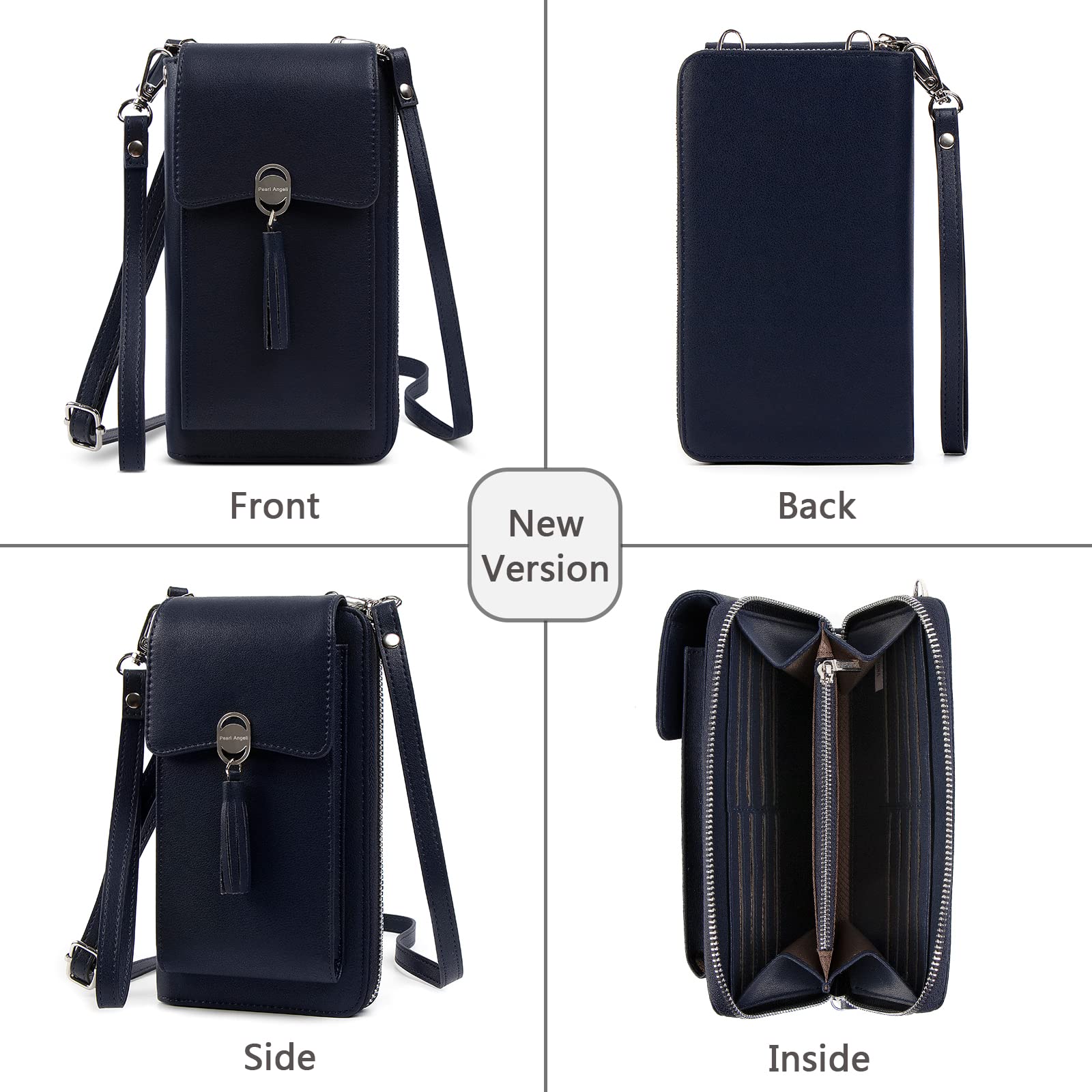 Pearl Angeli RFID Blocking Crossbody Bag for Women - Small Phone Wallet Purse with Adjustable Shoulder Strap, Holds Credit Cards & Cell Phone | Perfect for Travel, Shopping & Everyday Use