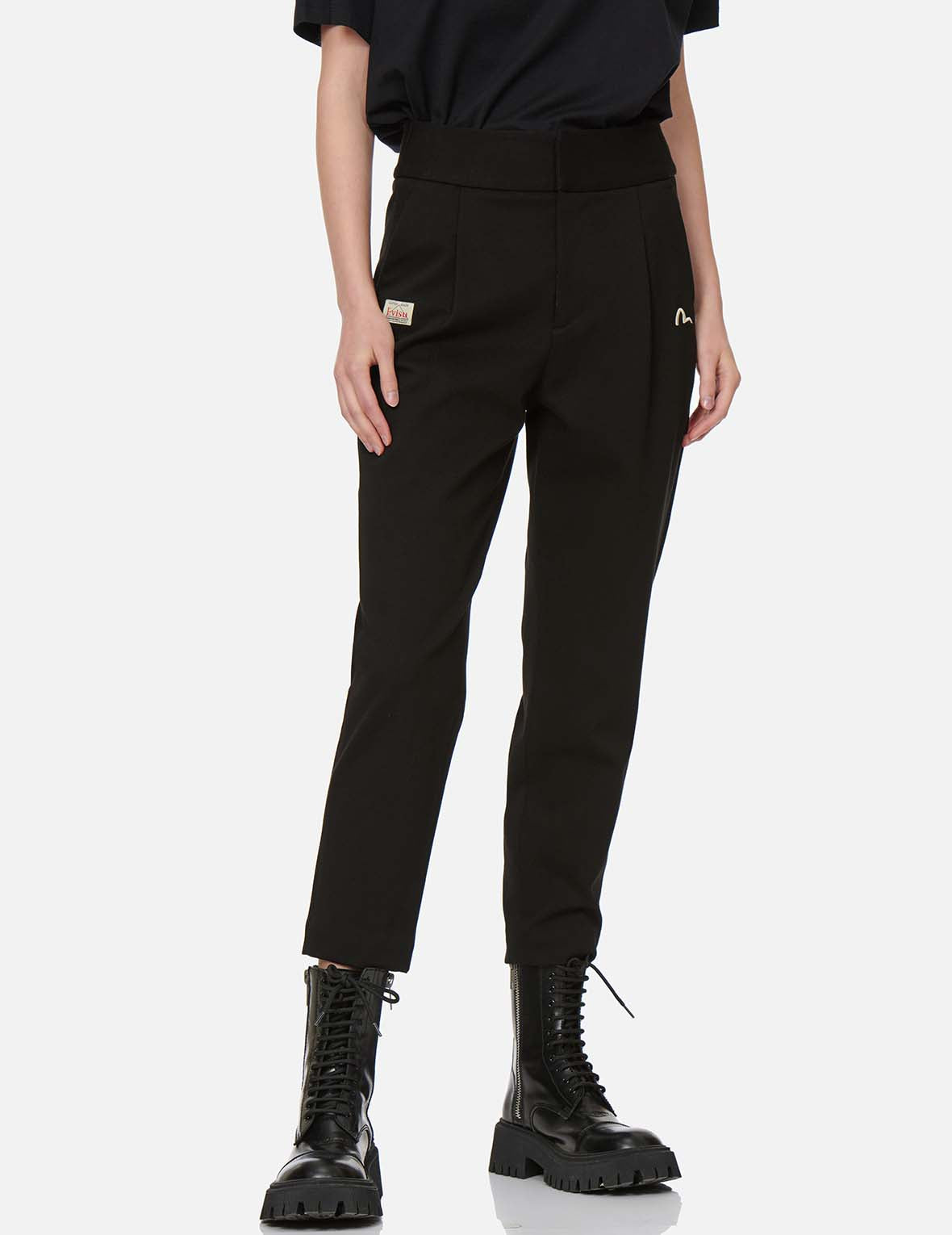 Seagull Embroidered Taper Pants for Women - High Waist Slim Fit Casual Trousers - Perfect for Beach Outings, Summer Travel & Boho Style Outfits