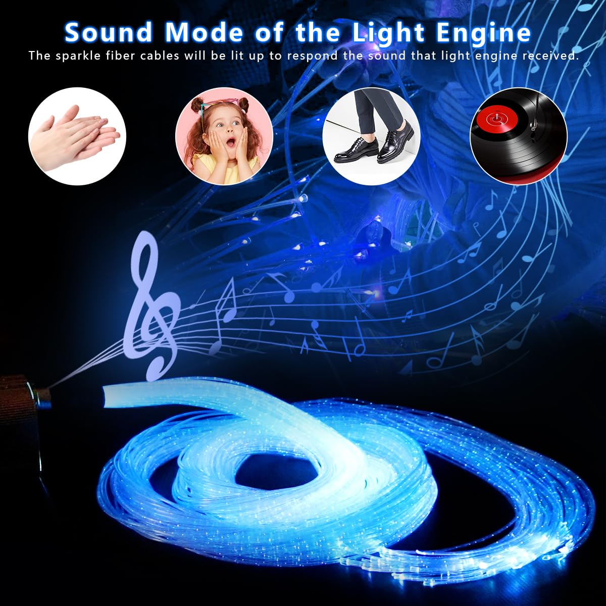AKEPO 16W RGBW Fiber Optic Sensory Lights with Bluetooth App Control & Music Sync - 9.8ft 50-Piece Twinkle Cable for Autism Therapy Rooms, Sensory Integration, Relaxation Spaces & Kids' Bedrooms
