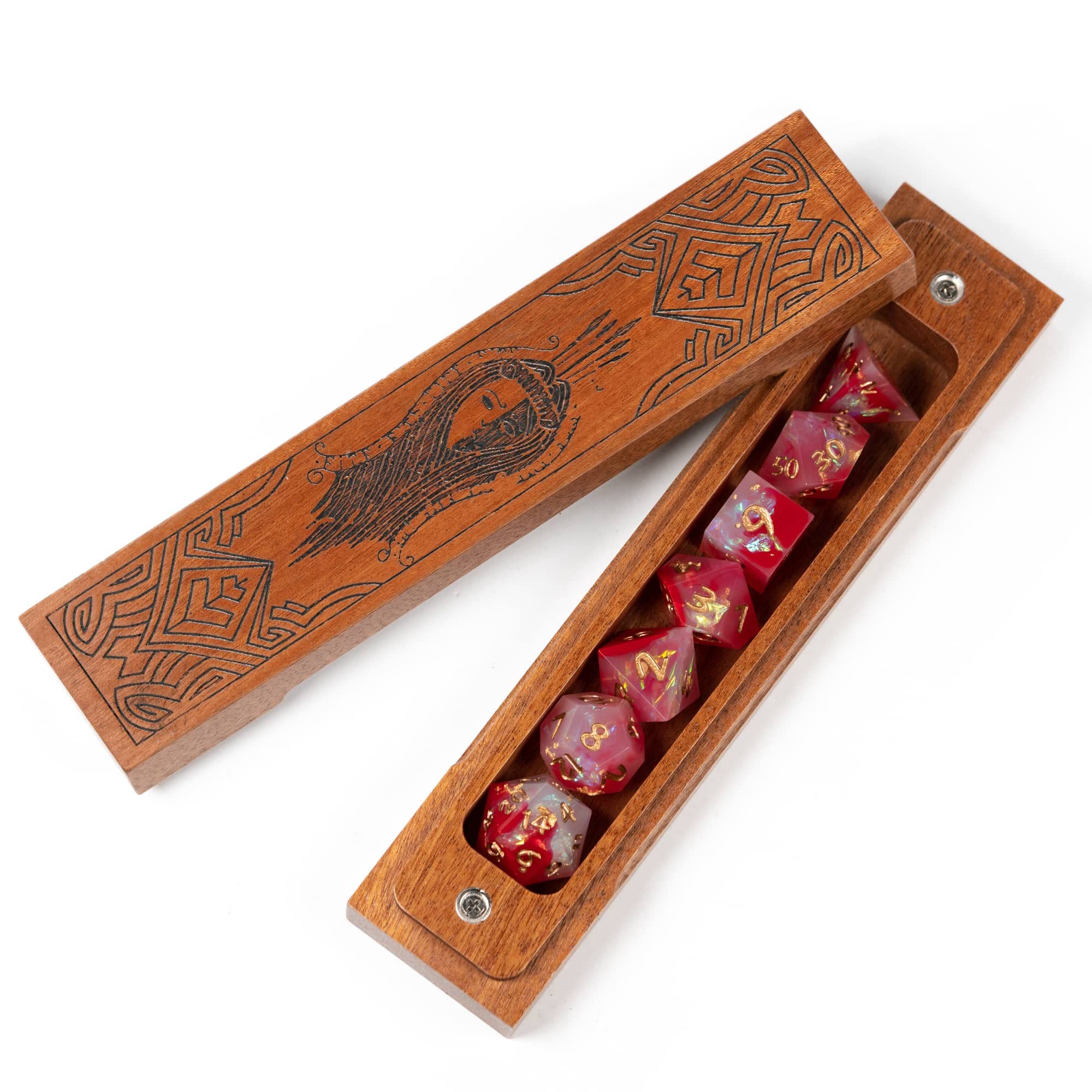 Premium Wooden DND Dice Box with Felt Lined Interior & Magnetic Lid - Acacia Wood Dice Holder for Dungeons & Dragons RPG Games (Hela-Black) | Perfect for Tabletop Gaming, Dice Storage & Travel Accessories