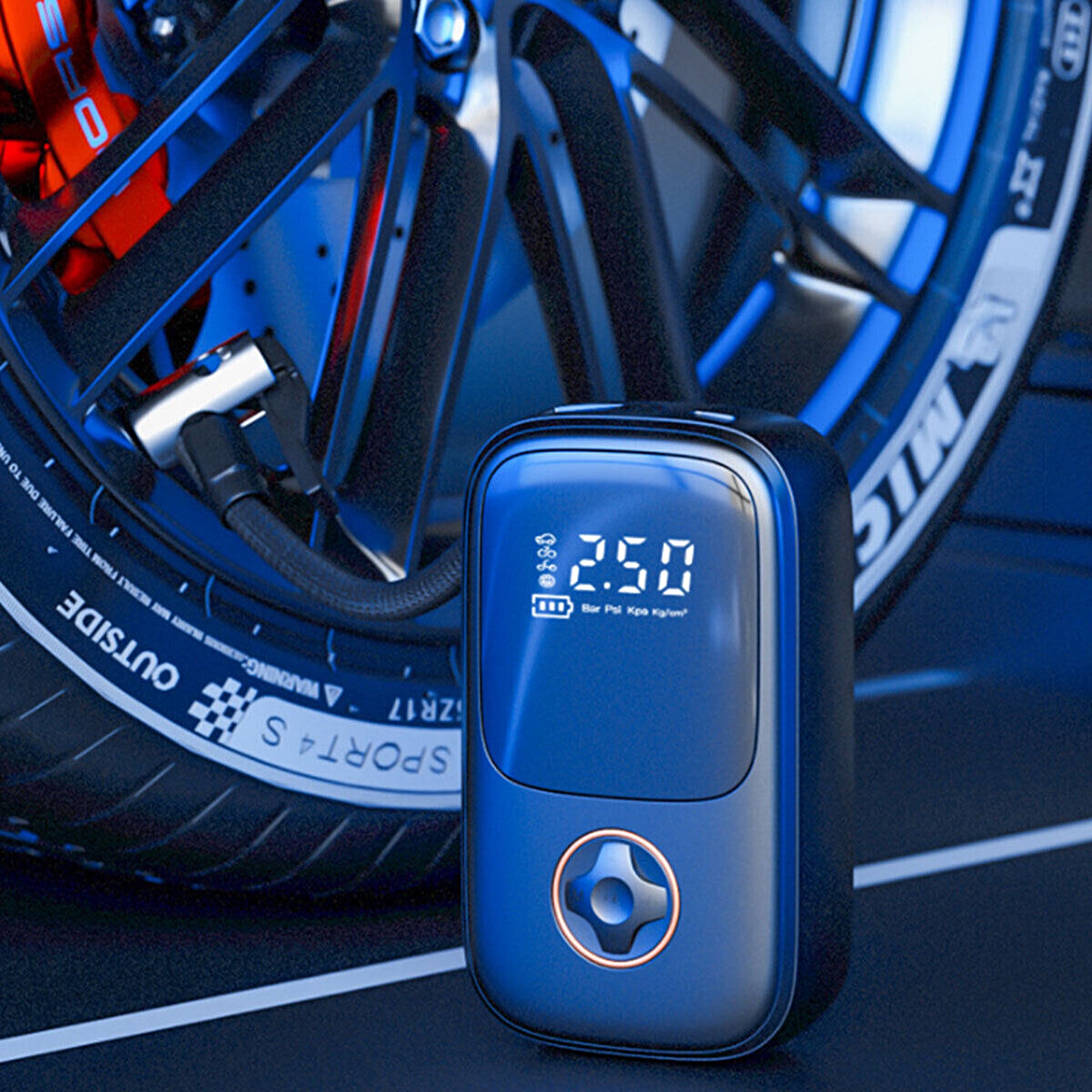 Milex 3-in-1 Portable Air Compressor Pump for Car Tires, Bikes & Inflatables - Fast Inflation with Digital Pressure Gauge | Perfect for Road Trips, Camping & Emergency Use