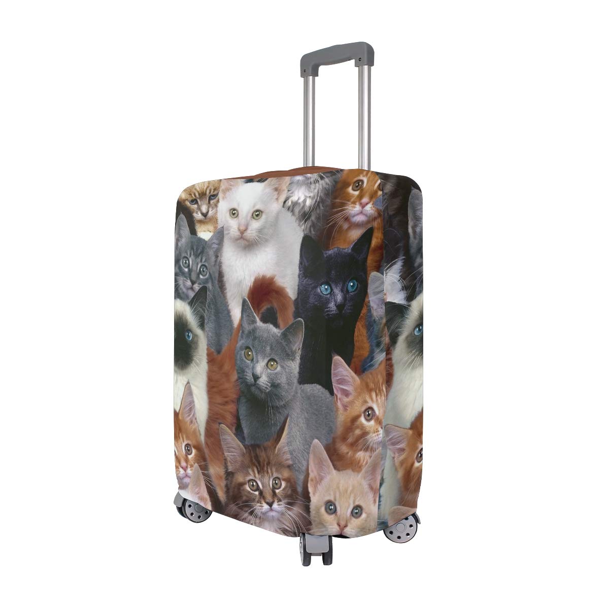 Black Cat Luggage Protector Cover for Suitcases 26-28 Inches - Cute Kitten Design Travel Accessory for Airplane, Train & Vacation Trips