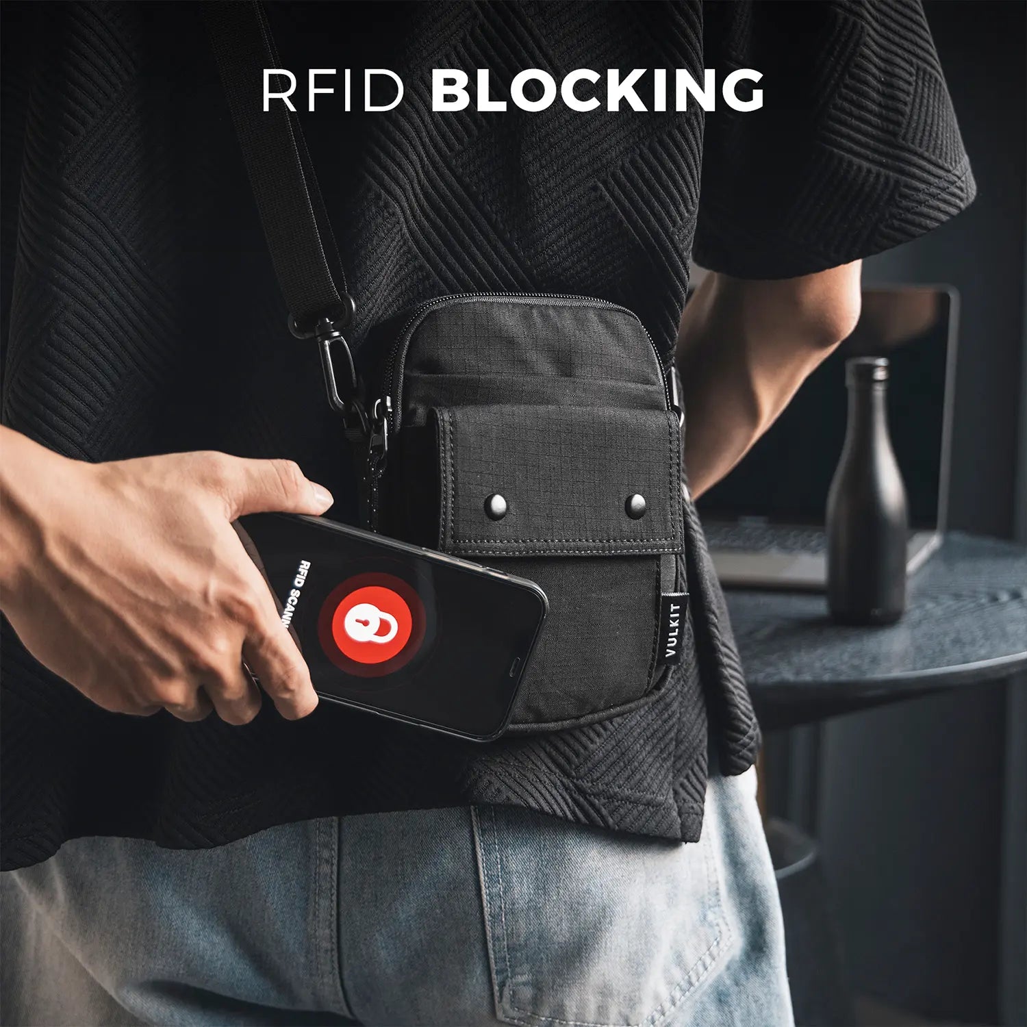 Anti-Theft RFID Blocking Phone Bag - Mini Messenger Purse with Adjustable Strap | Secure Travel & Commuting Essentials for Women & Men