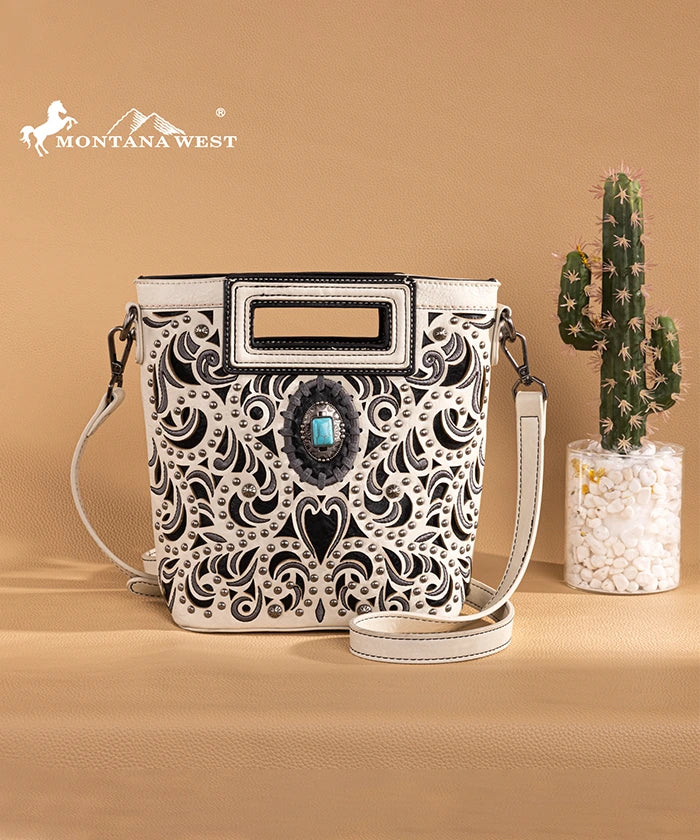 Montana West Embroidered Crossbody Bag for Women - Stylish Cut-Out Design, Perfect for Travel, Shopping & Everyday Use