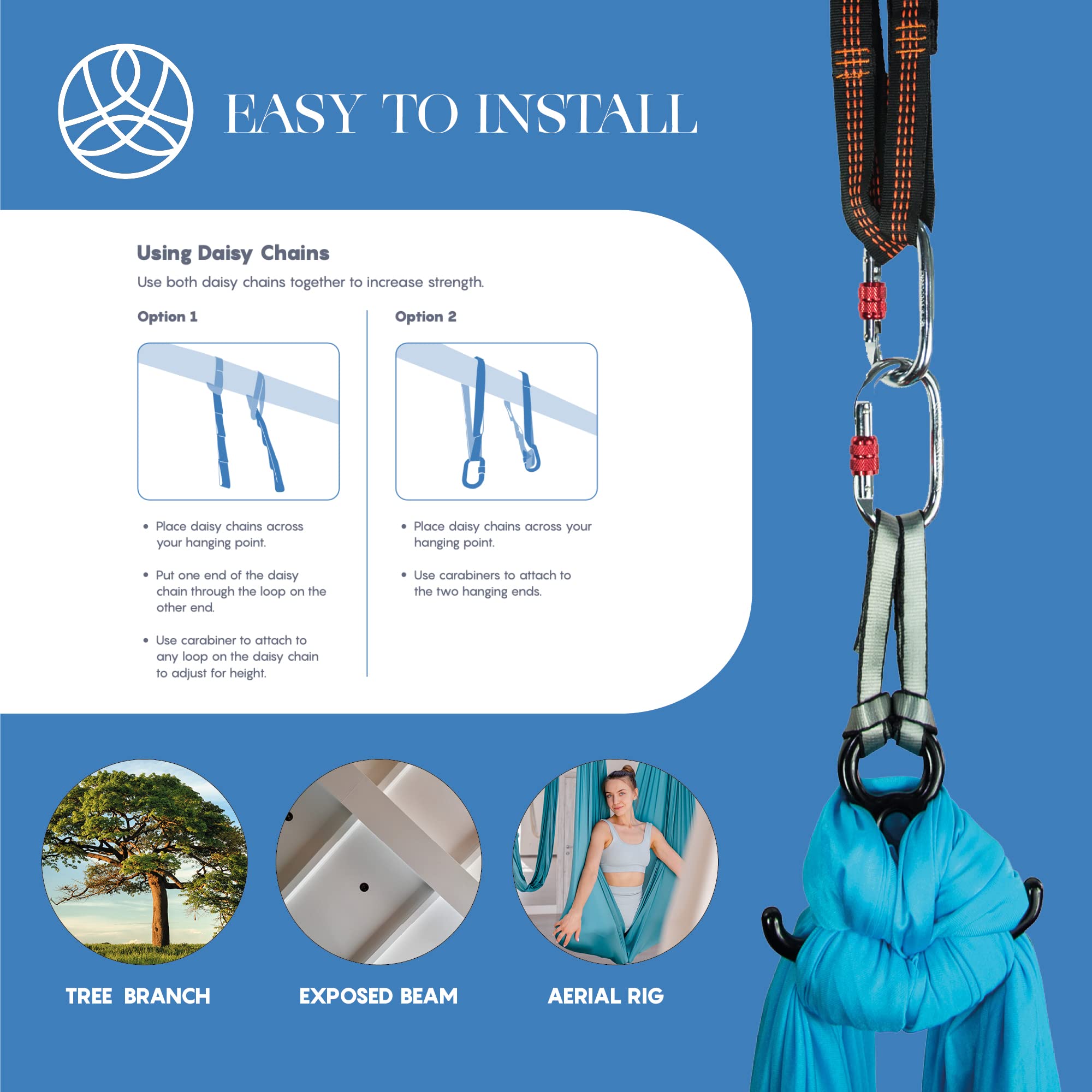 **Aerial Silks Starter Kit - 9 Yards Durable Aerial Yoga Hammock with Carabiners & Instruction Guide - Perfect for Flying Yoga, Acrobatics & All Skill Levels (Supports Up to 13ft Rigging Point) - Ideal for Home Gyms, Studios & Outdoor Fitness**