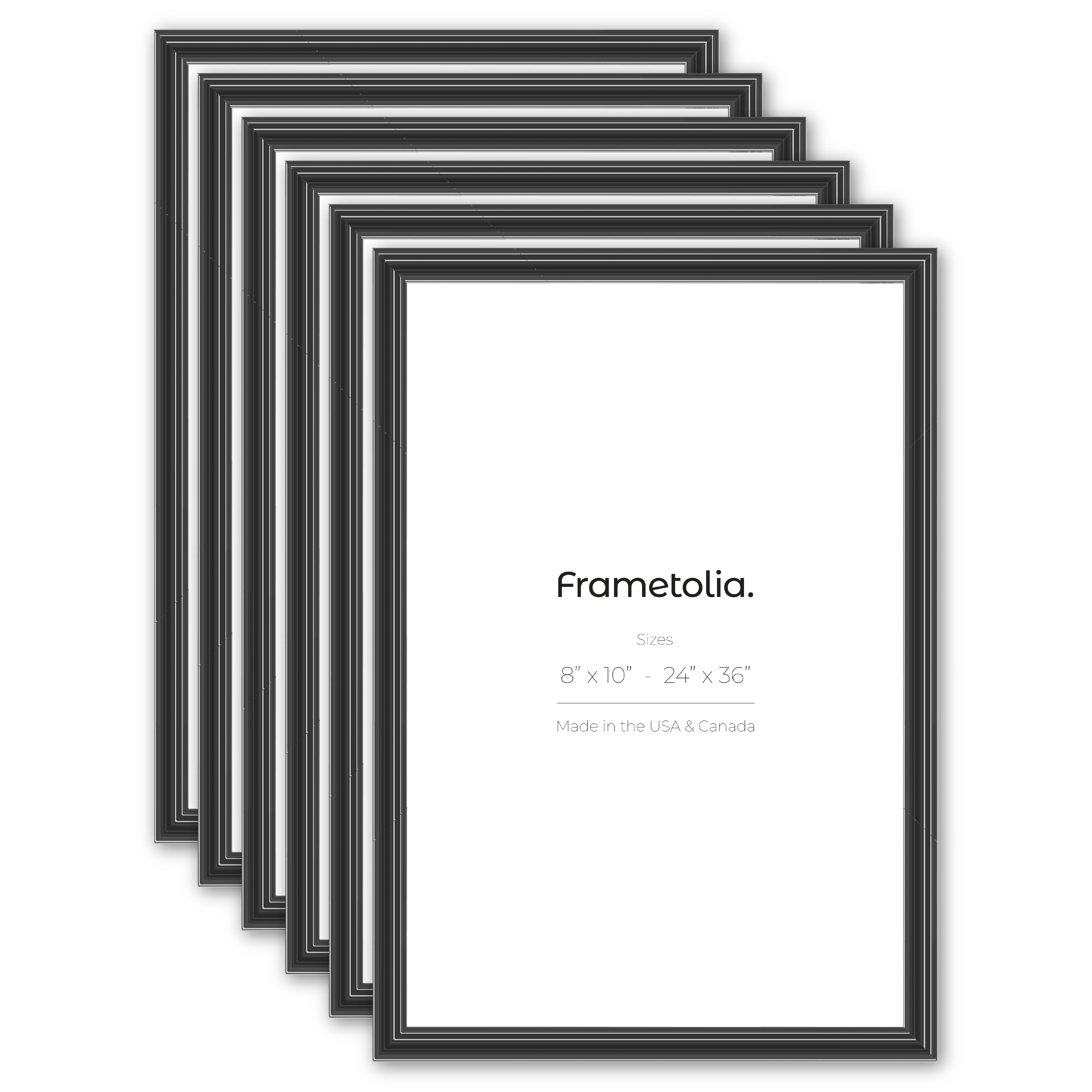 6-Pack Black Glossy Electric Wide Wall Frames - Modern Home & Office Decor for Living Room, Bedroom, or Gallery Display