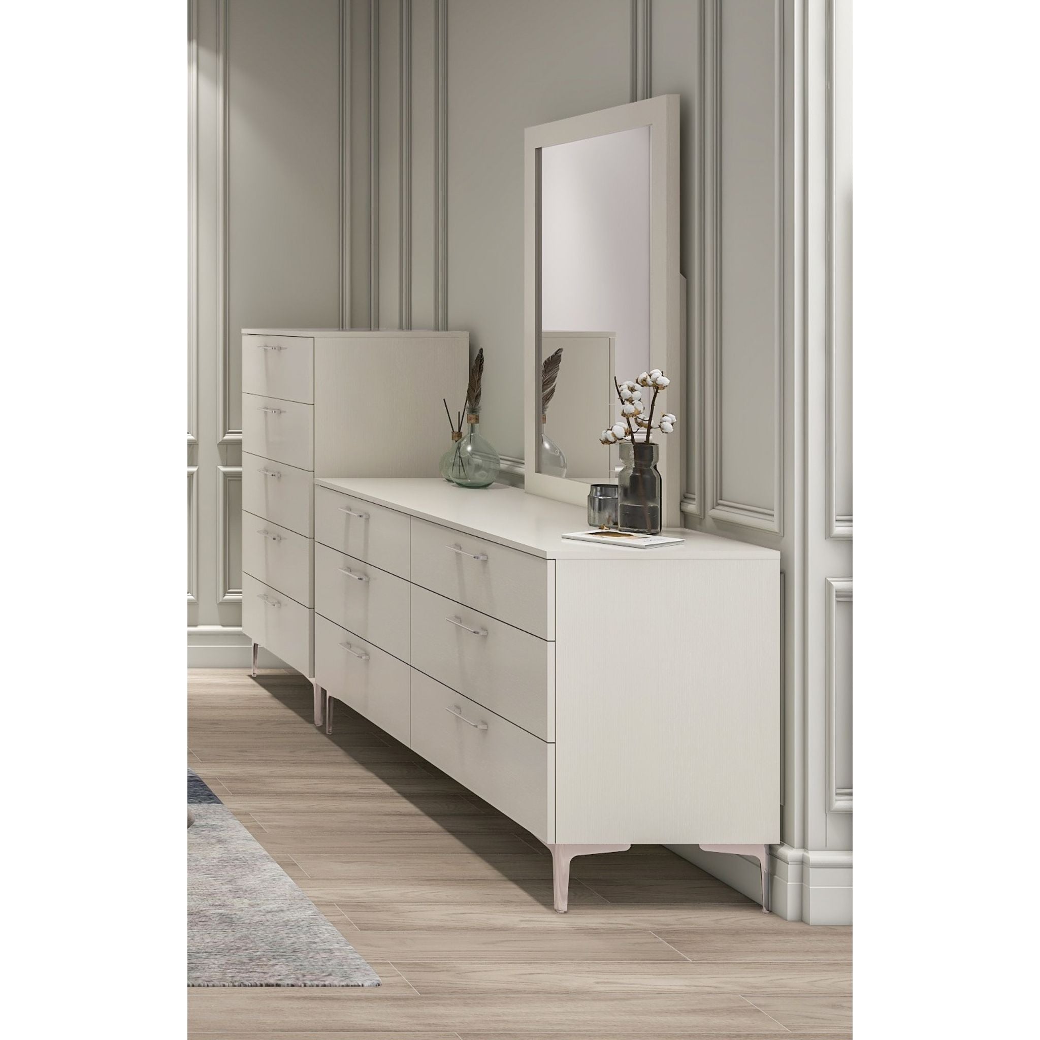 Apollo White Dresser - Modern & Stylish Bedroom Furniture for Home Decor | Perfect for Bedroom Storage & Organization