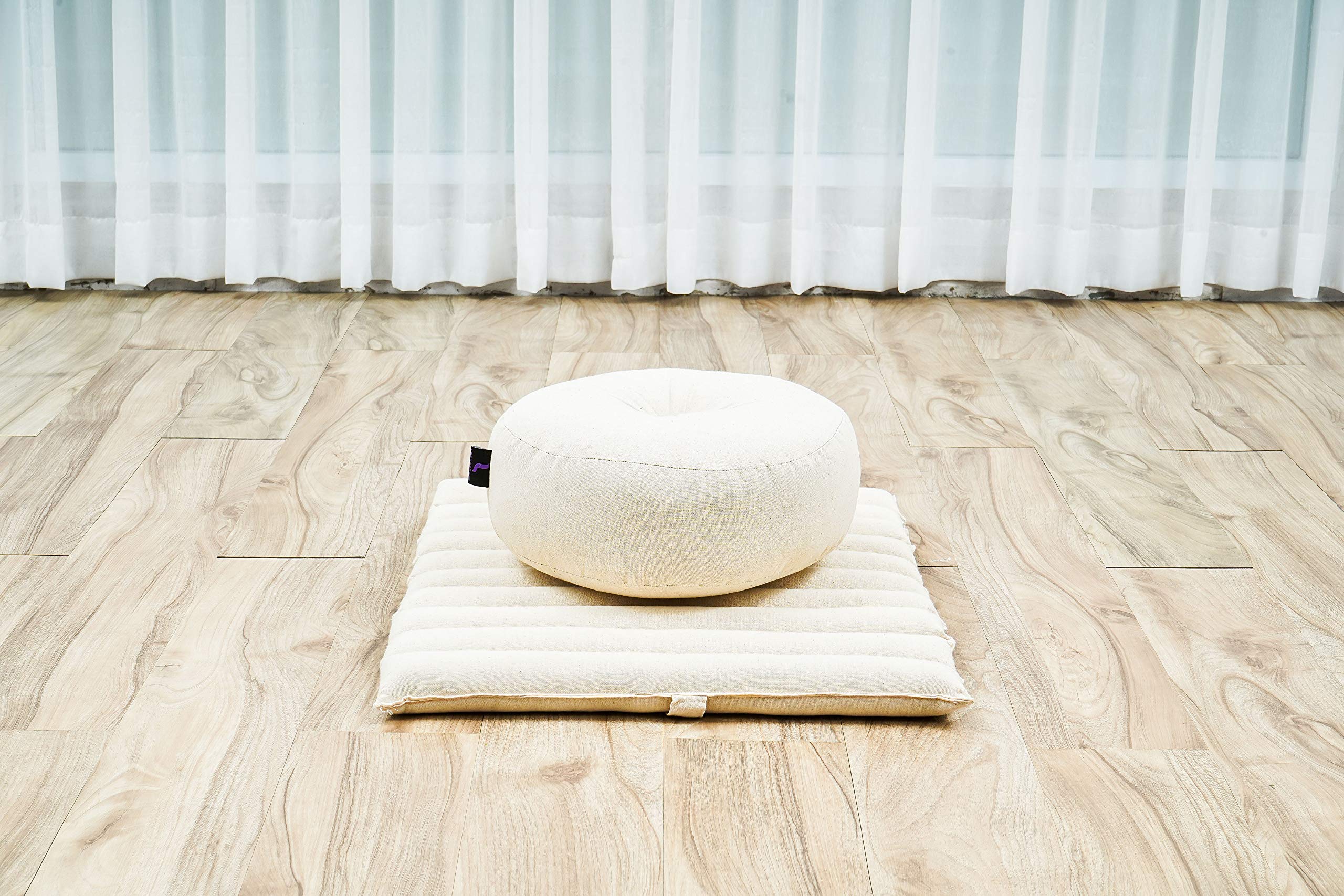 Premium Leewadee Meditation Cushion Set - Small Zafu Yoga Pillow & Roll-Up Zabuton Mat with Natural Kapok Filling for Yoga, Zen Meditation & Home Relaxation