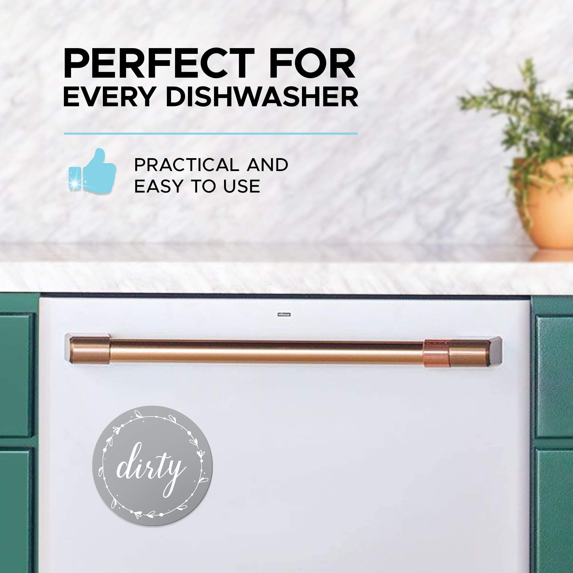 Dishwasher Magnet Clean Dirty Sign for Stainless Steel & Non-Magnetic Dishwashers - 3.15
