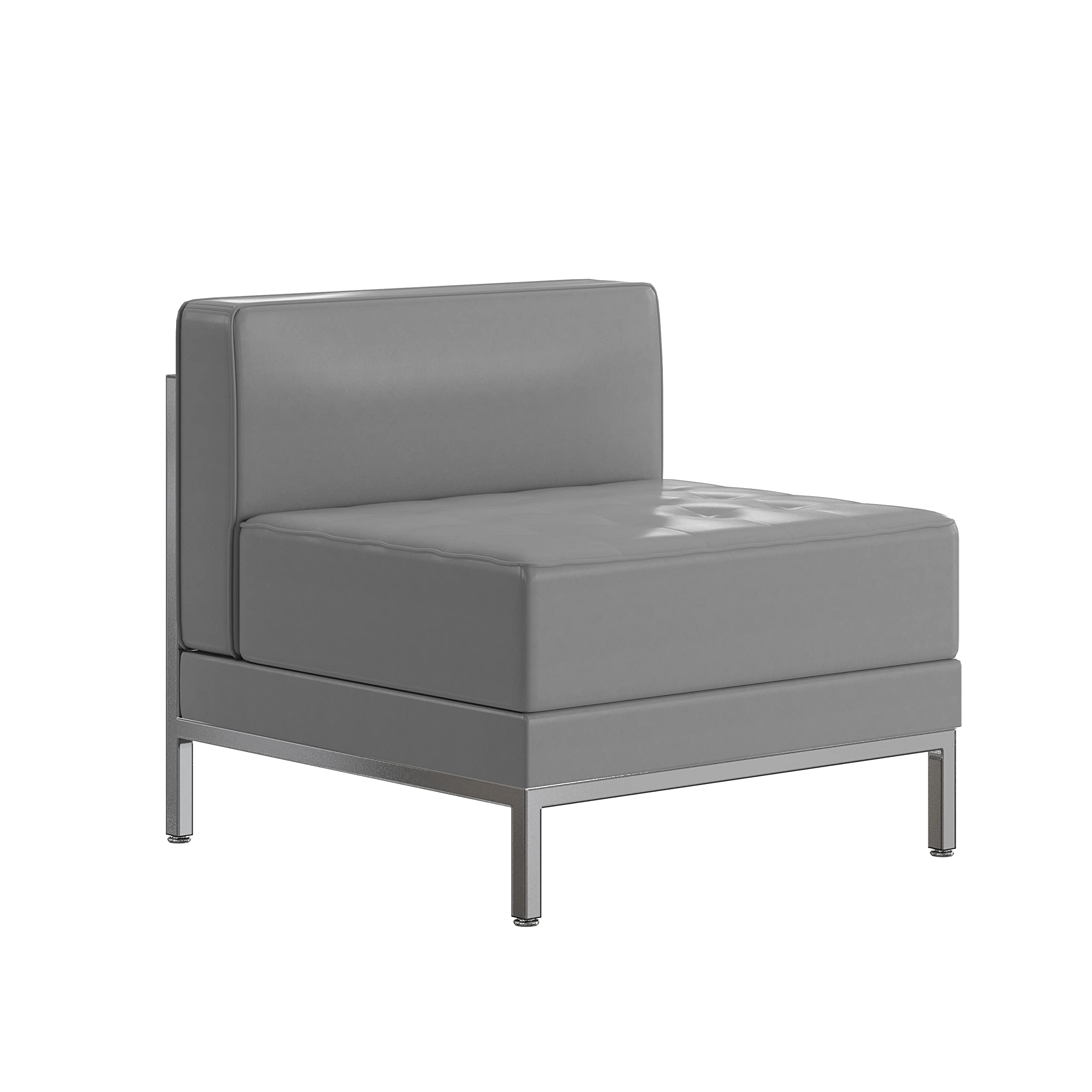 Flash Furniture Hercules Series Contemporary Gray Leathersoft Middle Chair - Ergonomic Office Chair for Home & Work, Comfortable Desk Chair for Long Hours Sitting