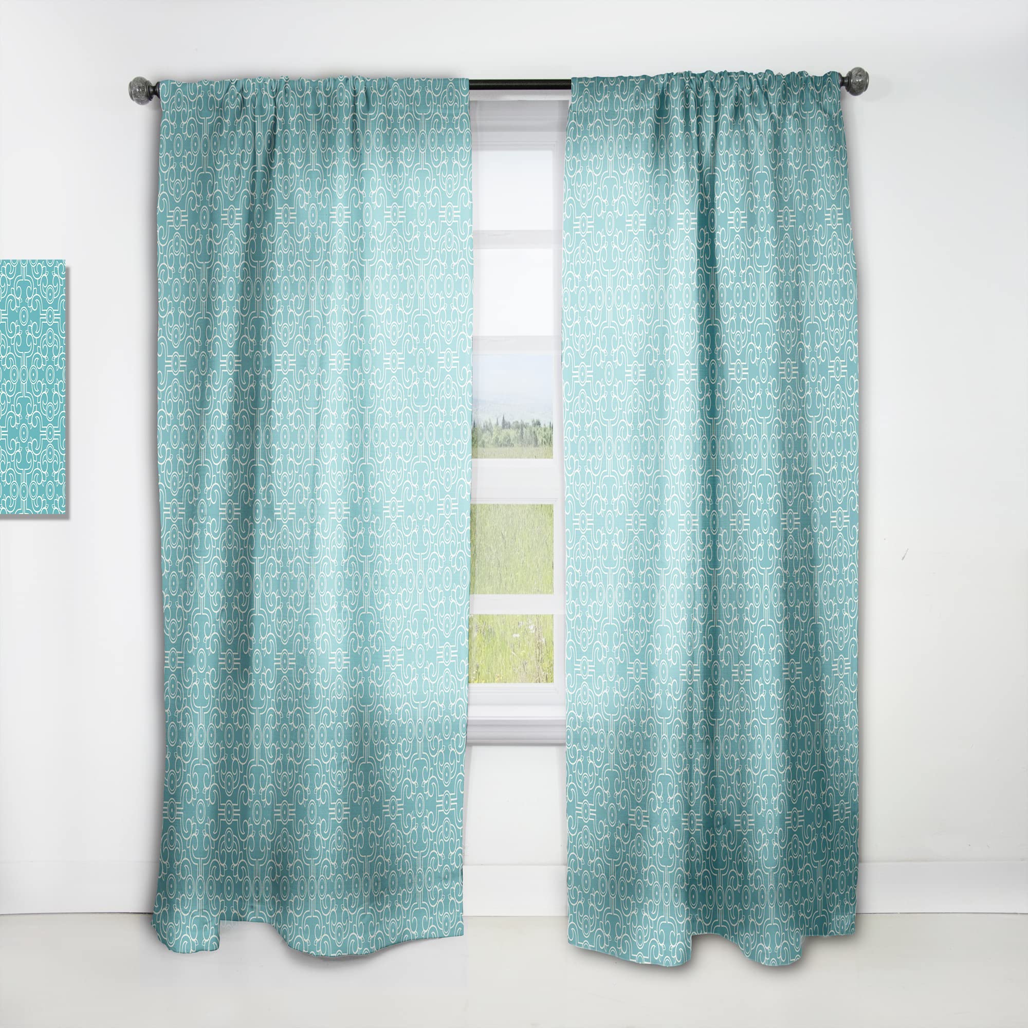 Retro Abstract Pattern Thermal Insulated Curtains - Single Panel 52x63 - Blackout Drapes for Bedroom & Living Room - Perfect for Home Decor & Light Control