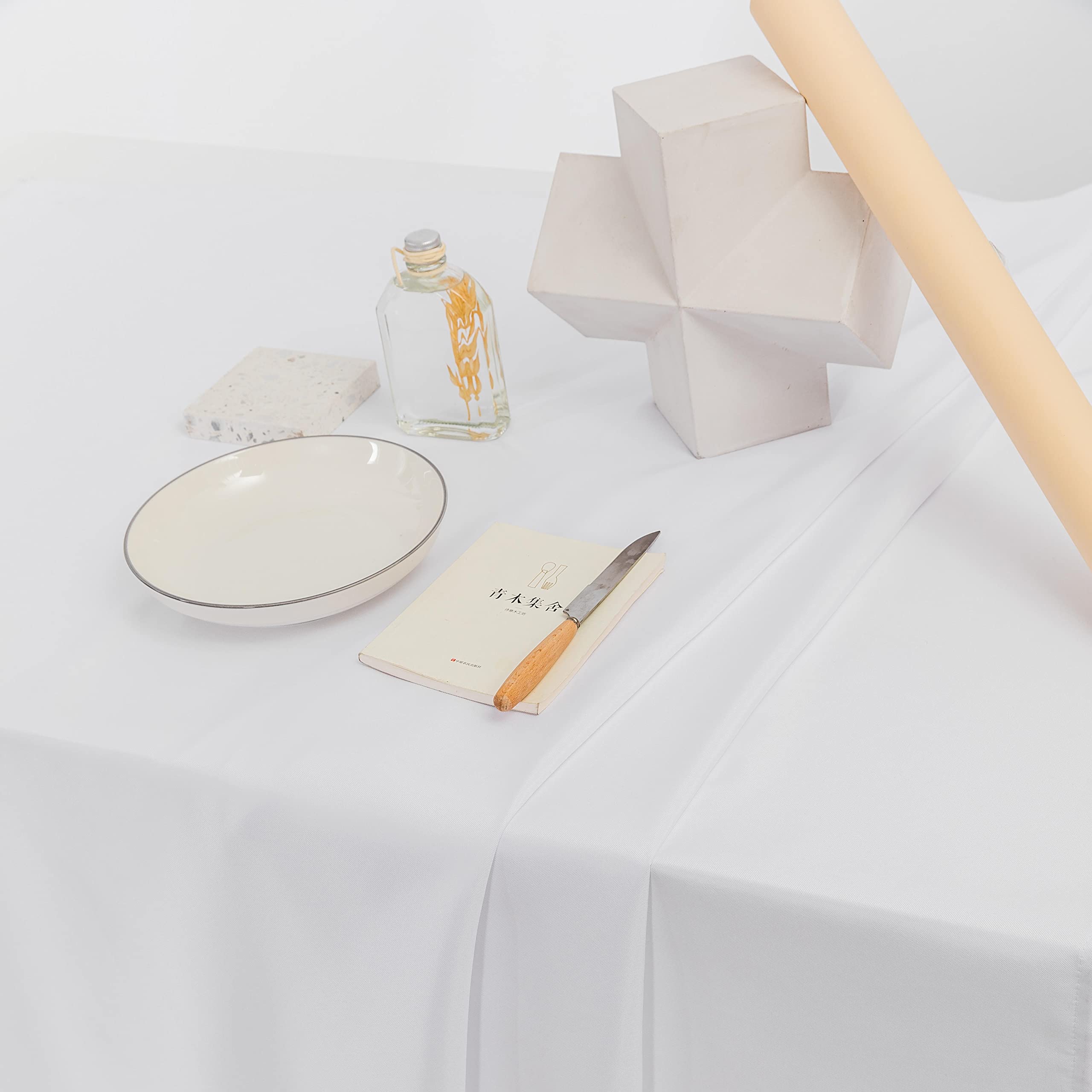 Premium 60x60 Inch Heavy Duty White Tablecloth - Heat Resistant, Washable Square Table Cover for Round or Rectangular Tables - Perfect for Dining, Parties, Weddings & Restaurant Use