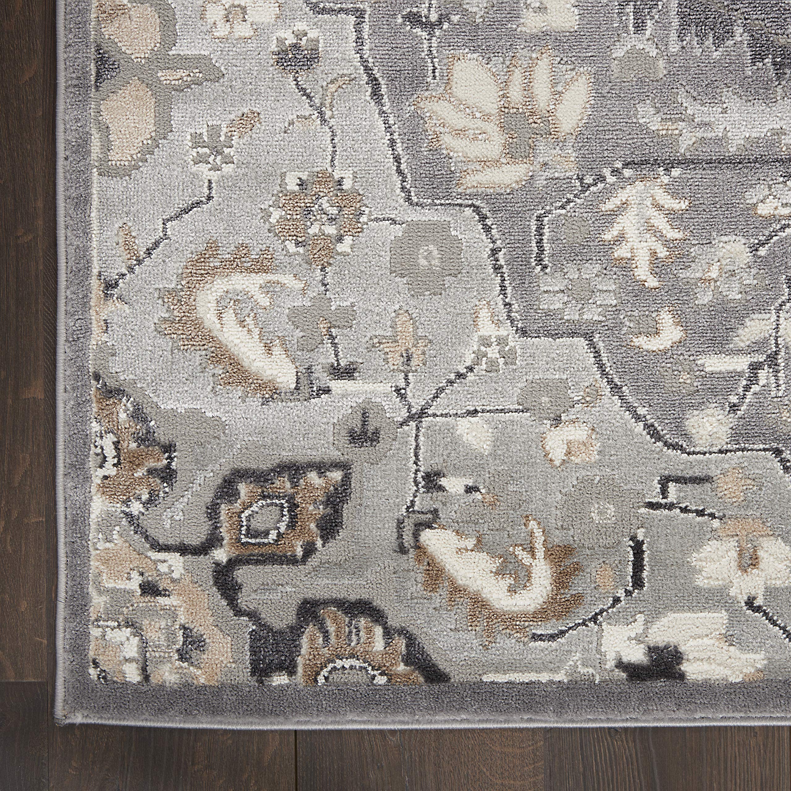 Nourison Elation Floral Grey 9' x 12' Area Rug - Easy Clean, Non-Shedding, Stain Resistant - Perfect for Bedroom, Living Room, Dining Room & Kitchen Decor (9x12)