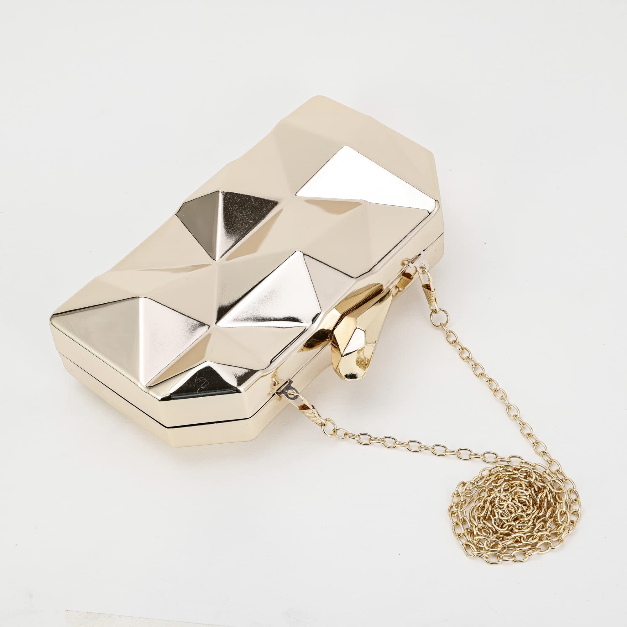 Stylish Geometric Evening Handbags for Women - Crossbody & Metal Clutch Purse with Chain - Perfect for Parties, Weddings & Night Out Events