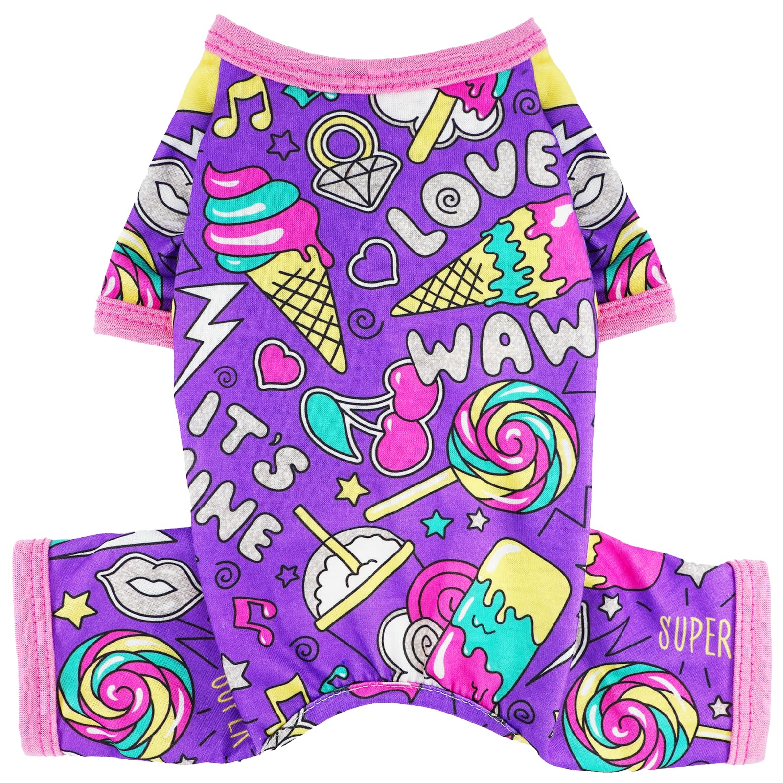 Cute Summer Dog Pajamas for Small & Medium Dogs - Soft Stretchy Puppy PJs Outfit for Boys & Girls (X-Small) | Comfortable Pet Jammies for Cats & Dogs - Perfect for Indoor Lounging & Bedtime